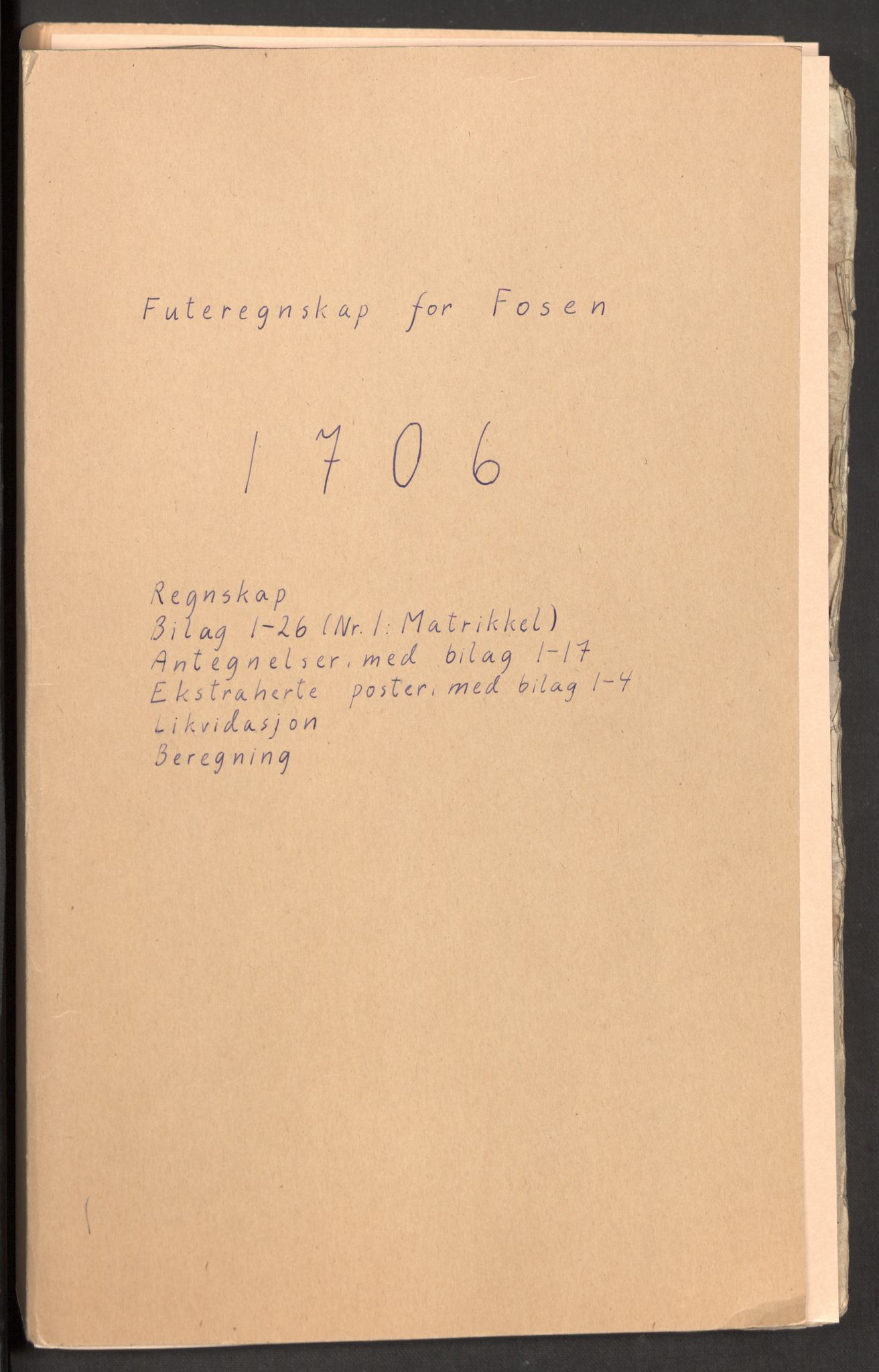 Rentekammeret inntil 1814, Reviderte regnskaper, Fogderegnskap, RA/EA-4092/R57/L3857: Fogderegnskap Fosen, 1706-1707, p. 2