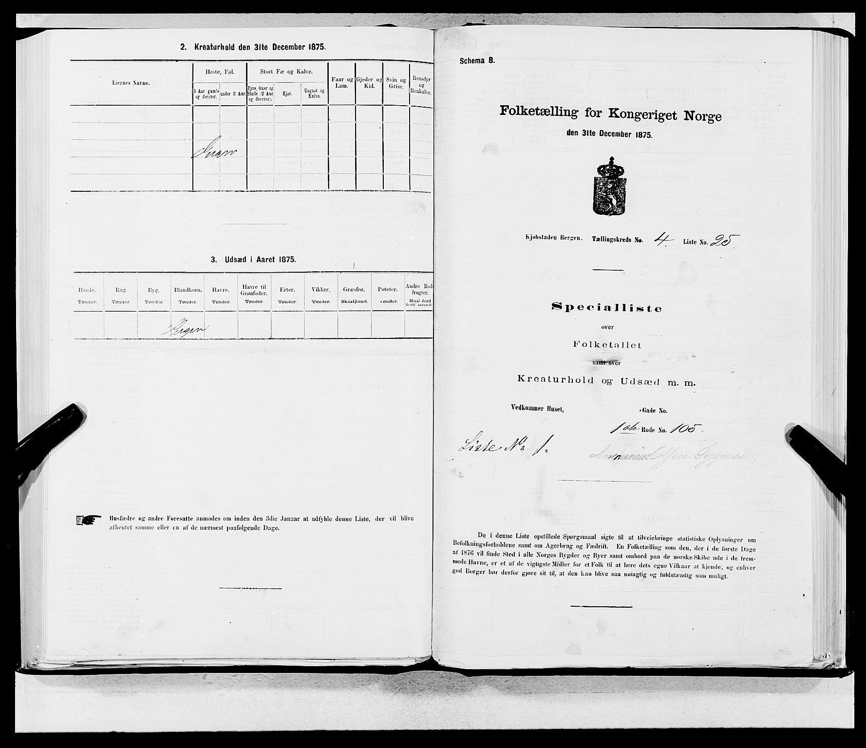 SAB, 1875 census for 1301 Bergen, 1875, p. 207