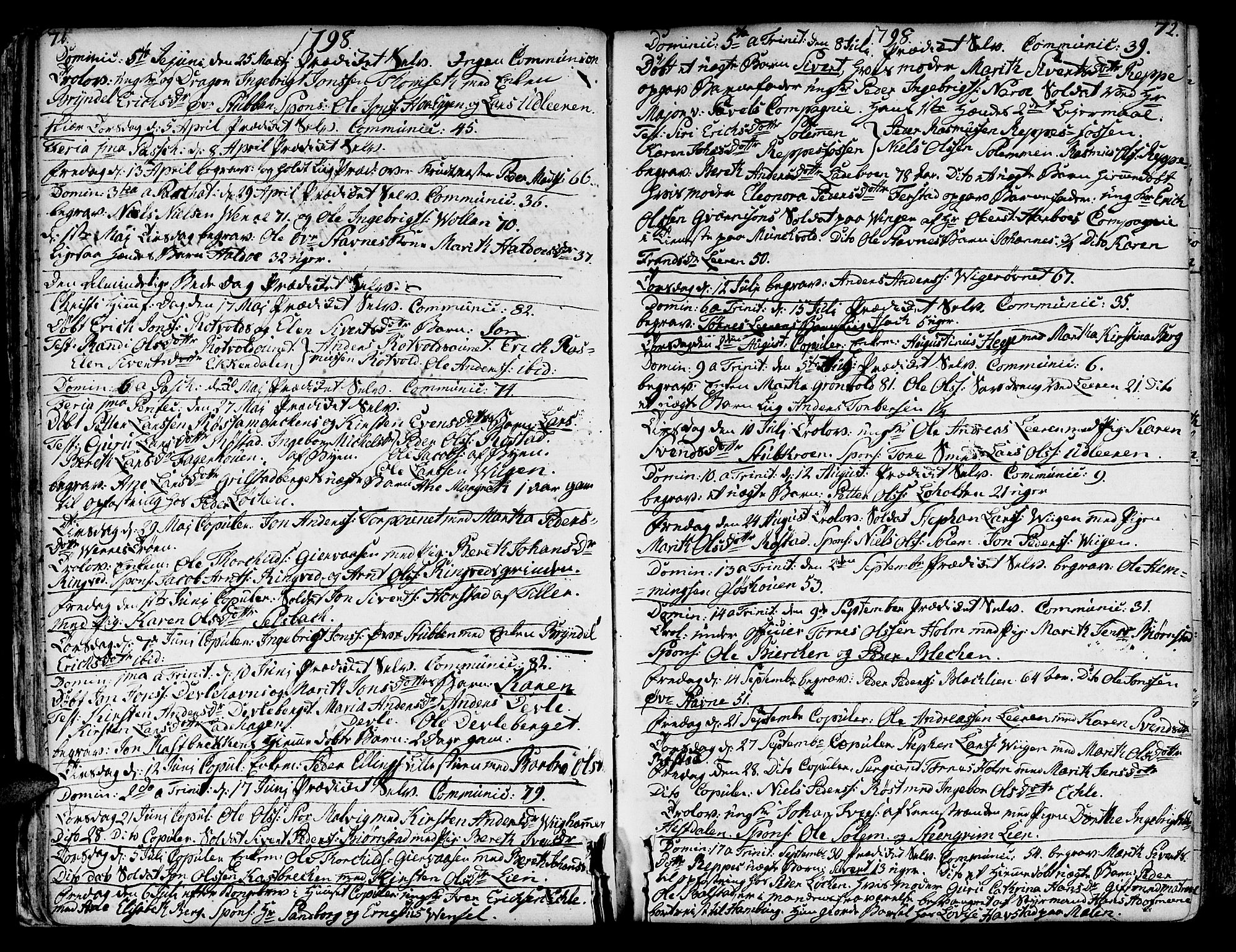 Ministerialprotokoller, klokkerbøker og fødselsregistre - Sør-Trøndelag, SAT/A-1456/606/L0280: Parish register (official) no. 606A02 /1, 1781-1817, p. 71-72