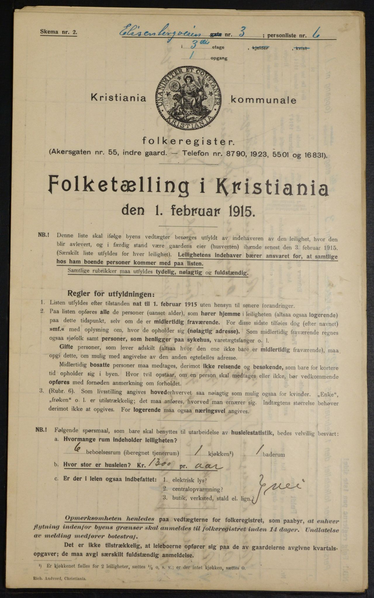 OBA, Municipal Census 1915 for Kristiania, 1915, p. 20000