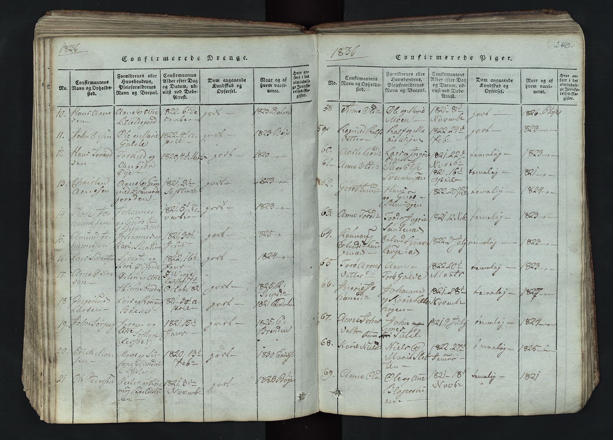 Lom prestekontor, SAH/PREST-070/L/L0002: Parish register (copy) no. 2, 1815-1844, p. 240