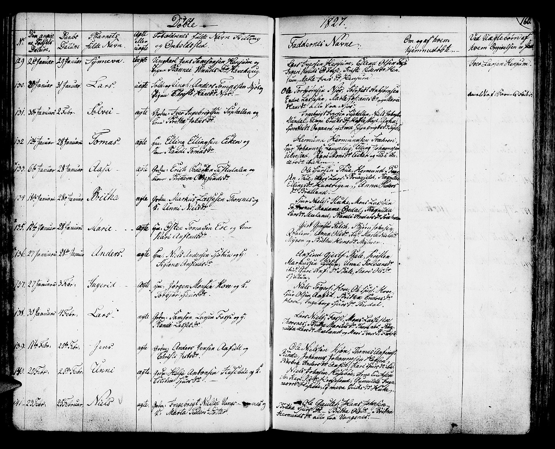 Leikanger sokneprestembete, AV/SAB-A-81001/H/Haa/Haaa/L0006: Parish register (official) no. A 6, 1810-1838, p. 160