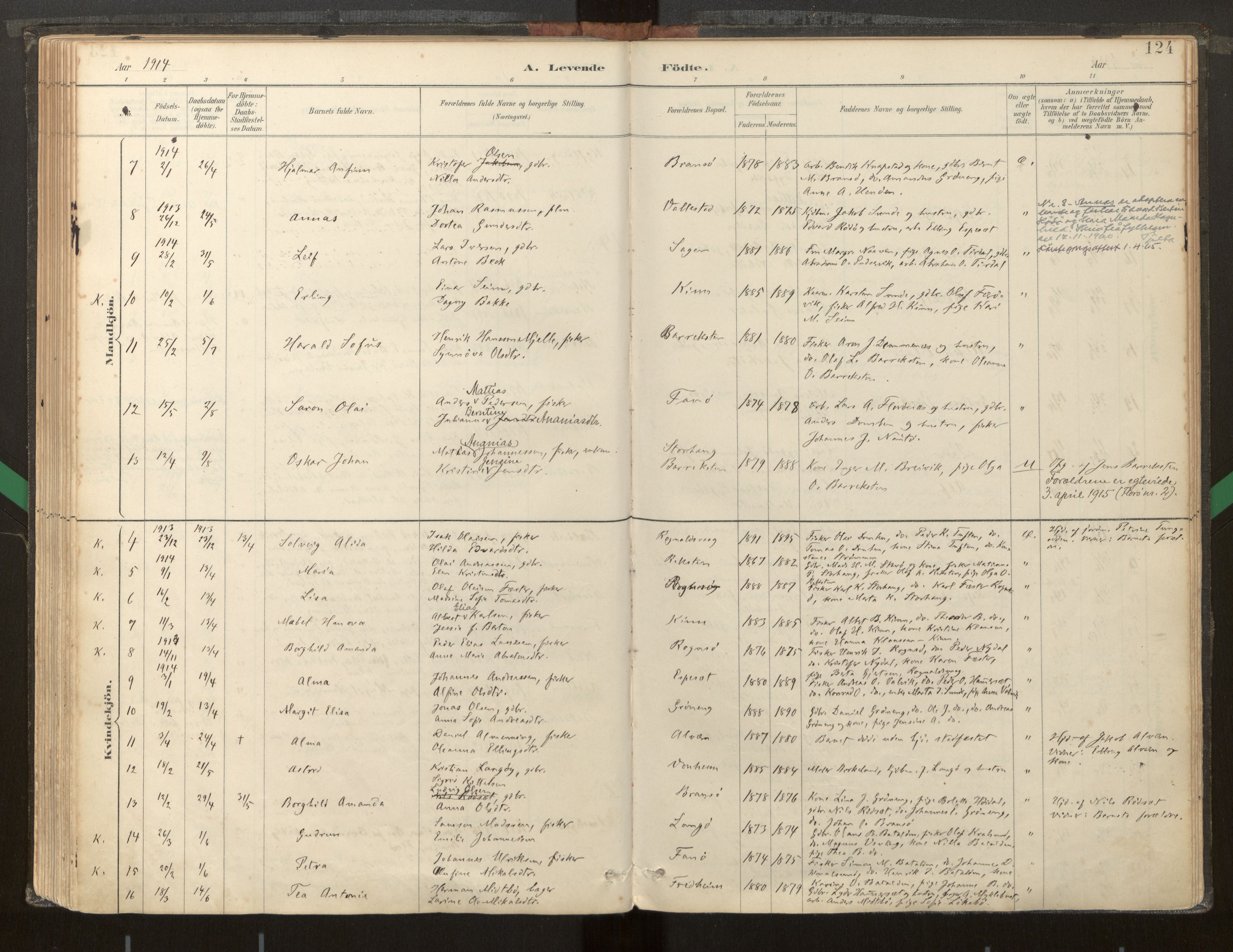 Kinn sokneprestembete, AV/SAB-A-80801/H/Haa/Haab/L0001: Parish register (official) no. B 1, 1886-1921, p. 124