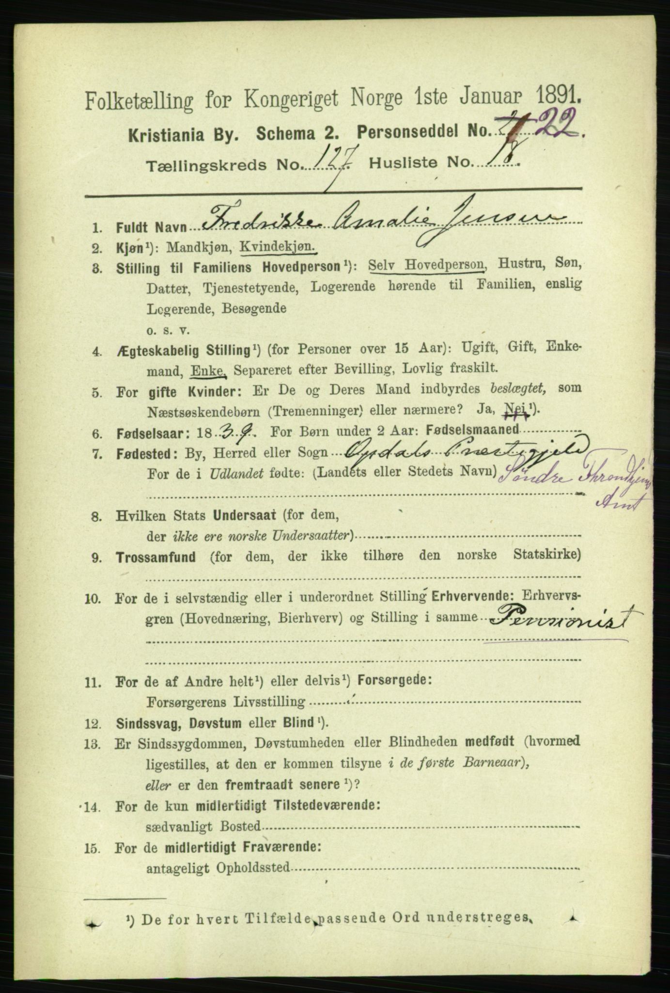 RA, 1891 census for 0301 Kristiania, 1891, p. 68433