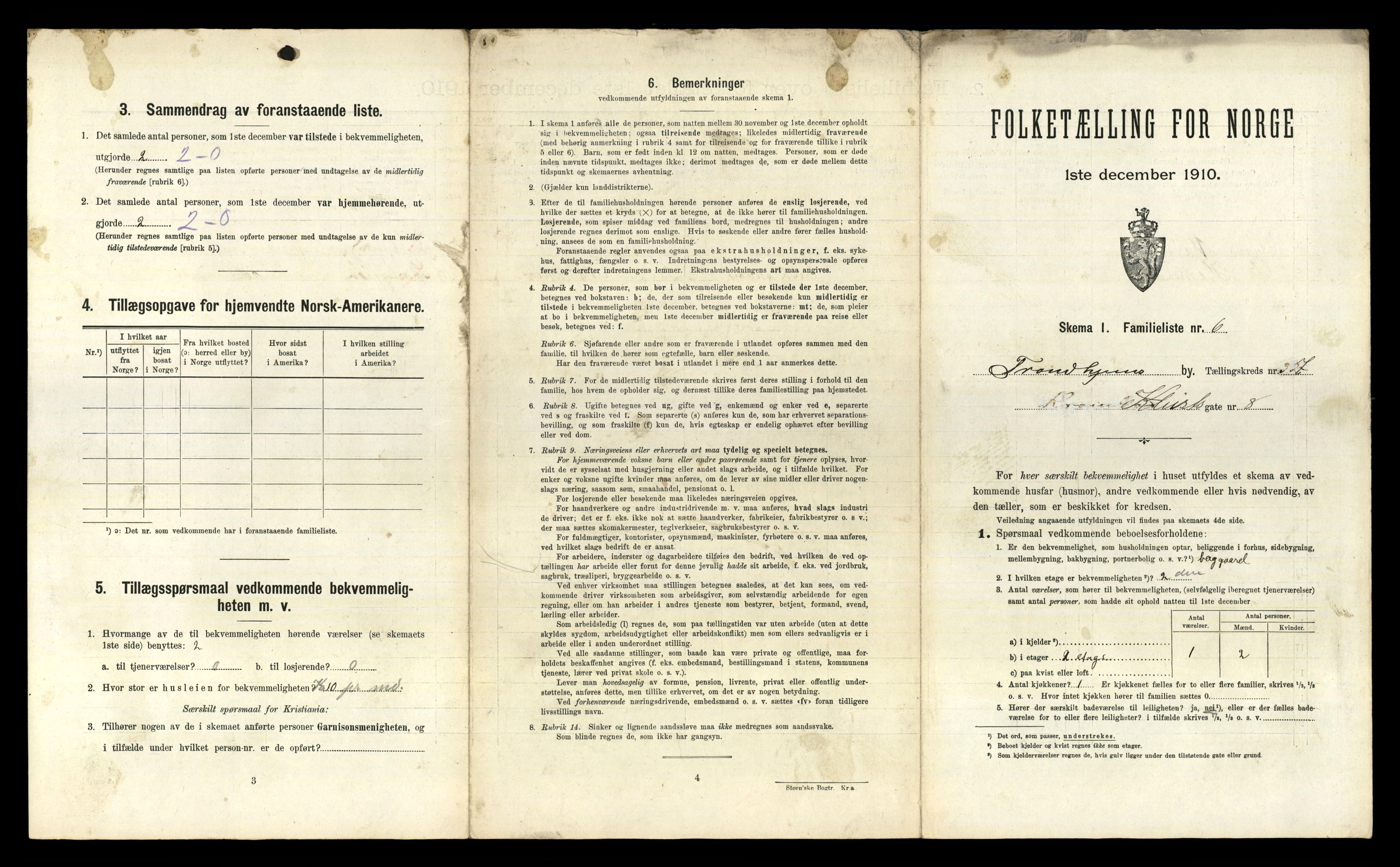 RA, 1910 census for Trondheim, 1910, p. 3301