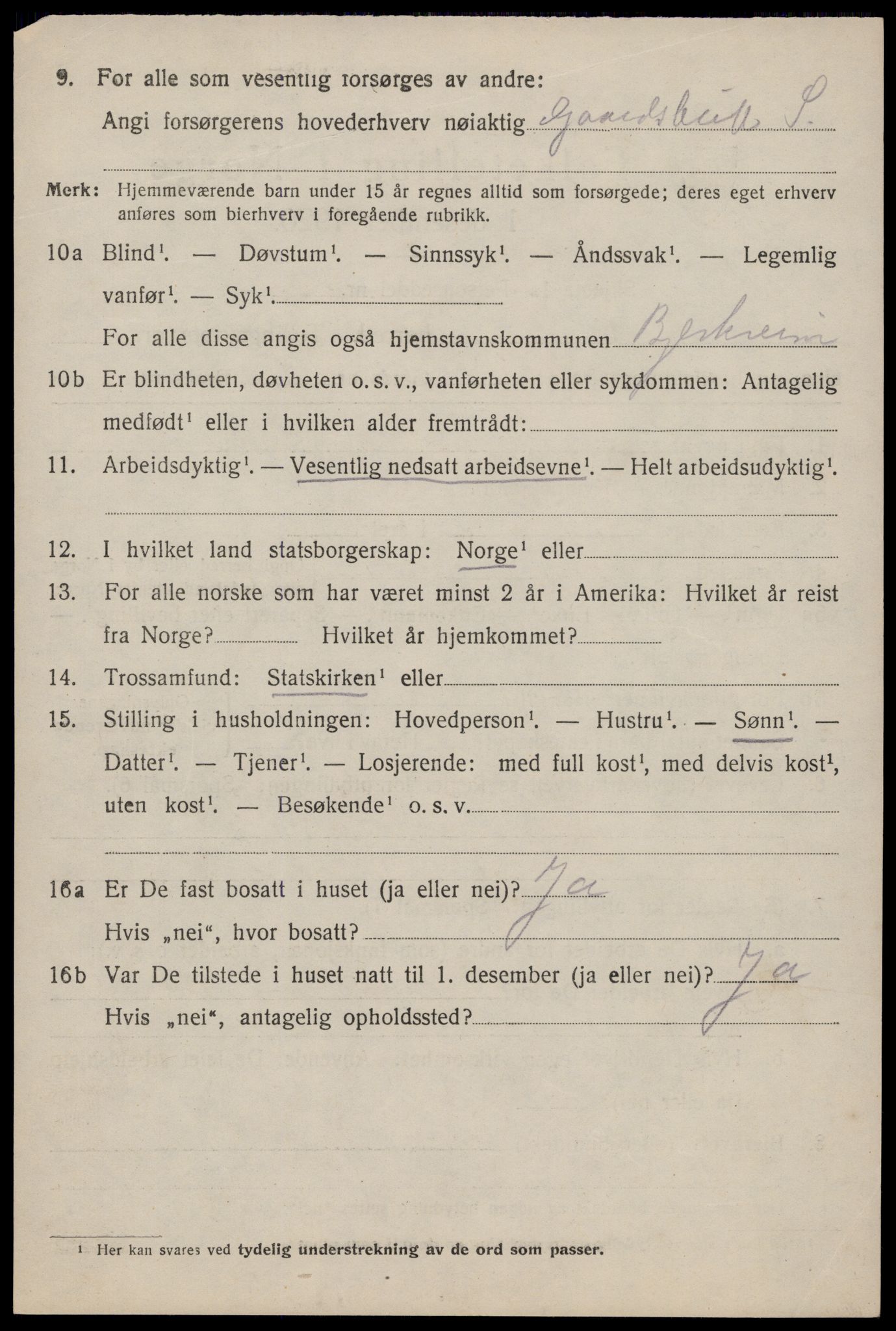 SAST, 1920 census for Bjerkreim, 1920, p. 2047