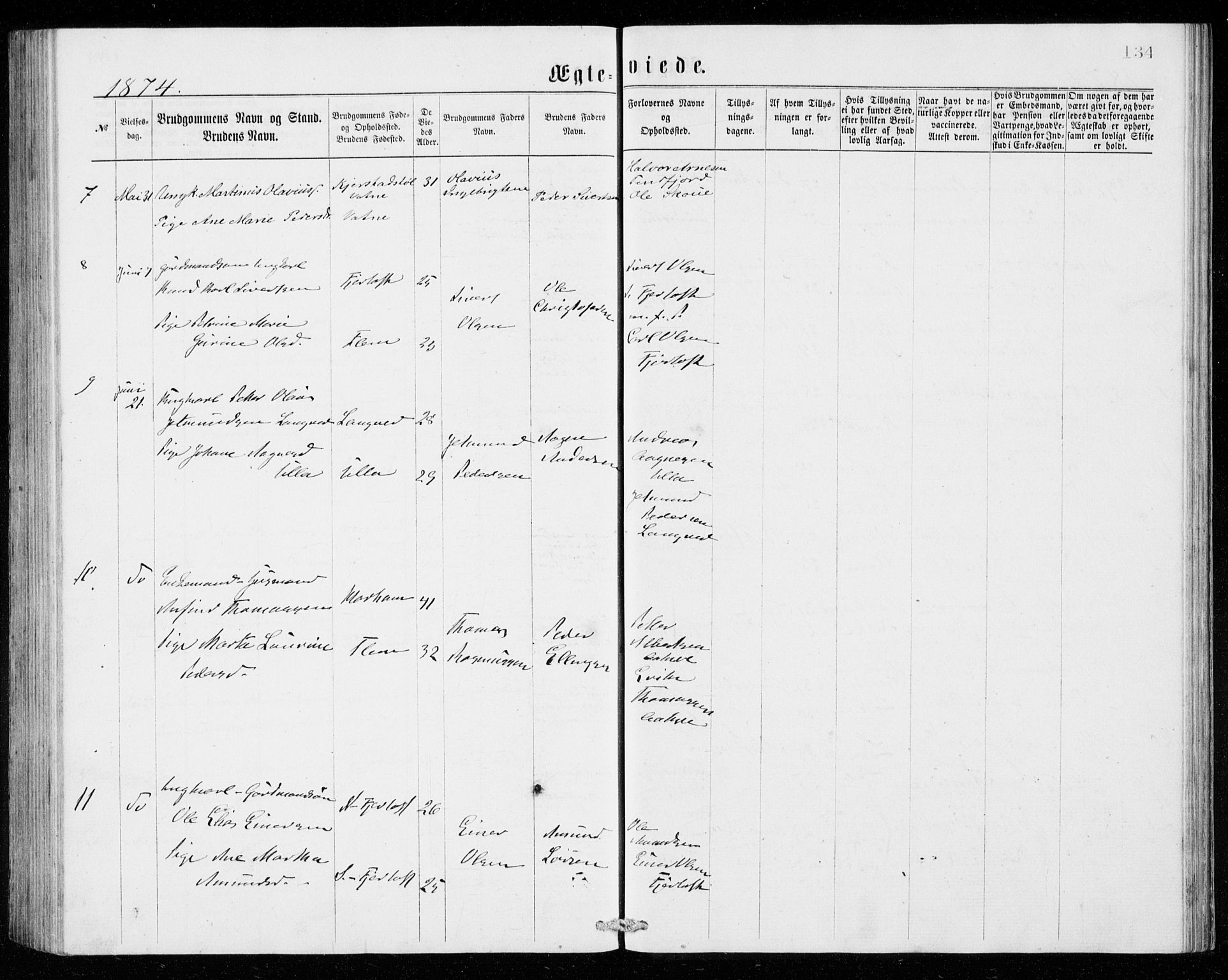 Ministerialprotokoller, klokkerbøker og fødselsregistre - Møre og Romsdal, SAT/A-1454/536/L0509: Parish register (copy) no. 536C04, 1871-1881, p. 134