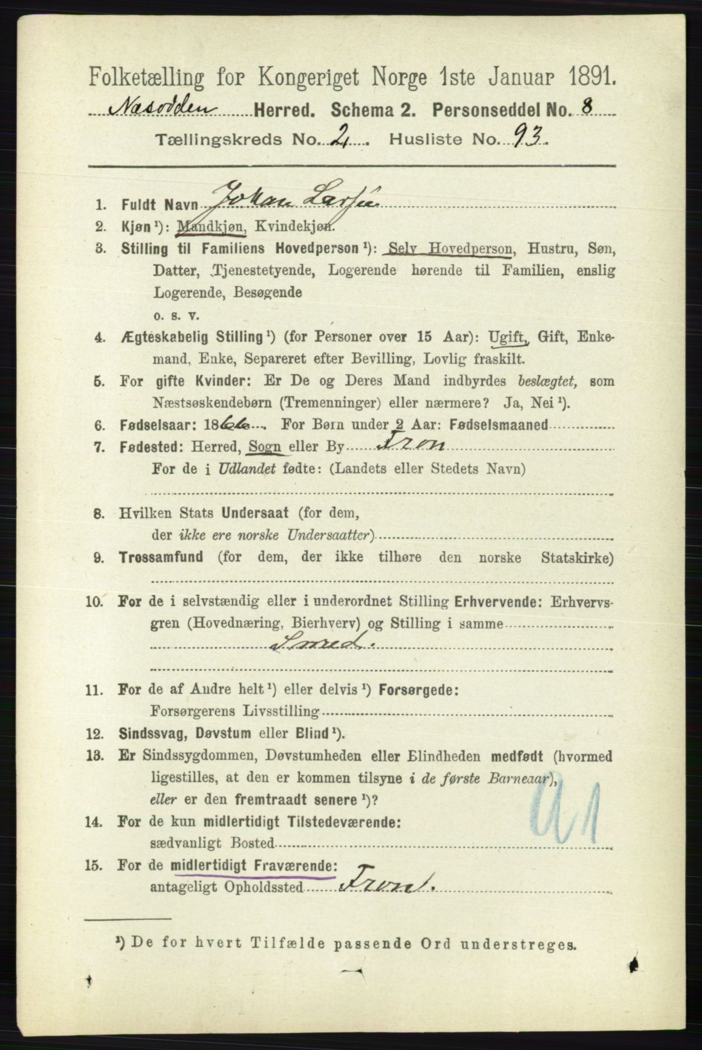 RA, 1891 census for 0216 Nesodden, 1891, p. 962