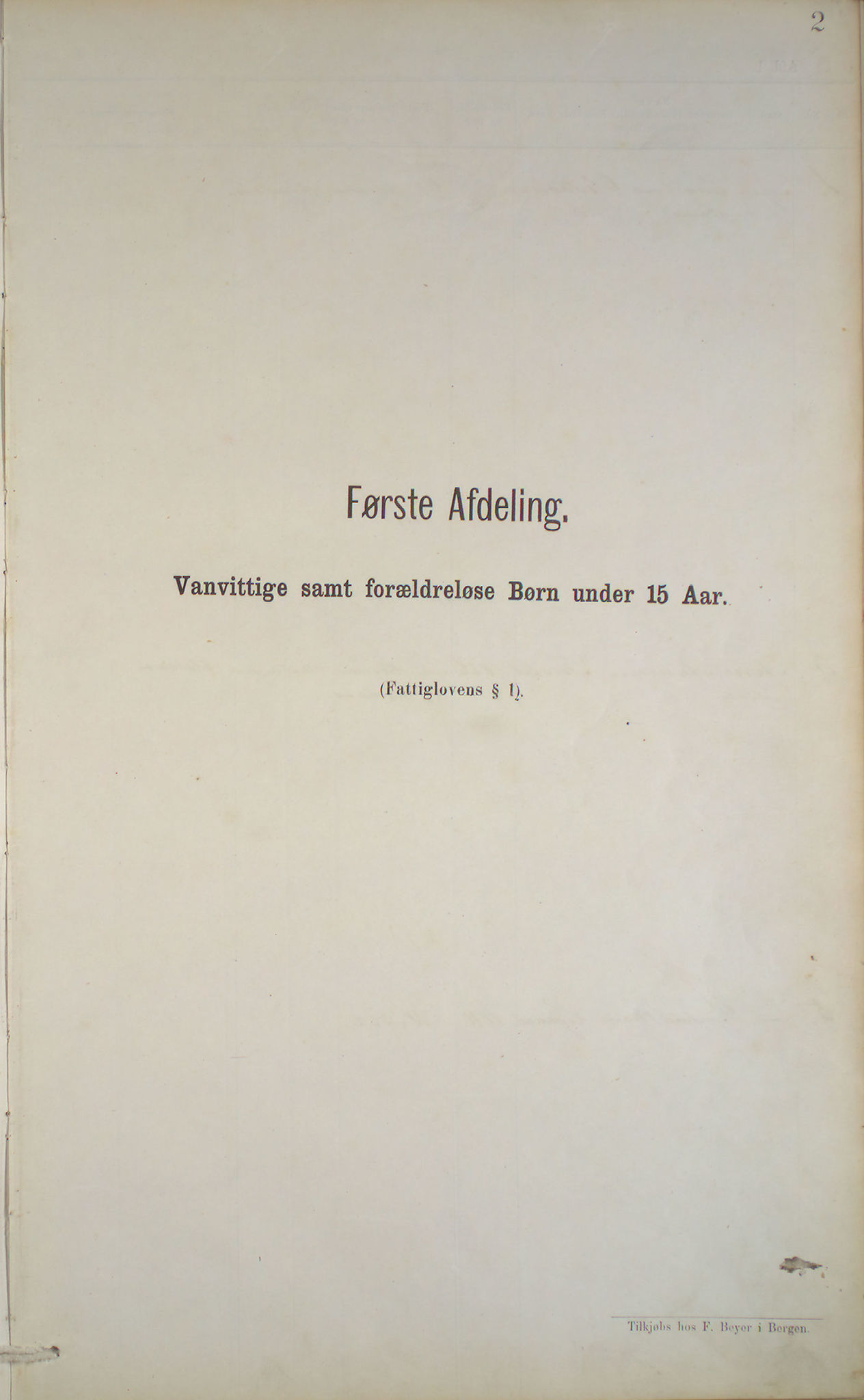 Bergen fattigvesen, BBA/-, 1878-1885, p. 2