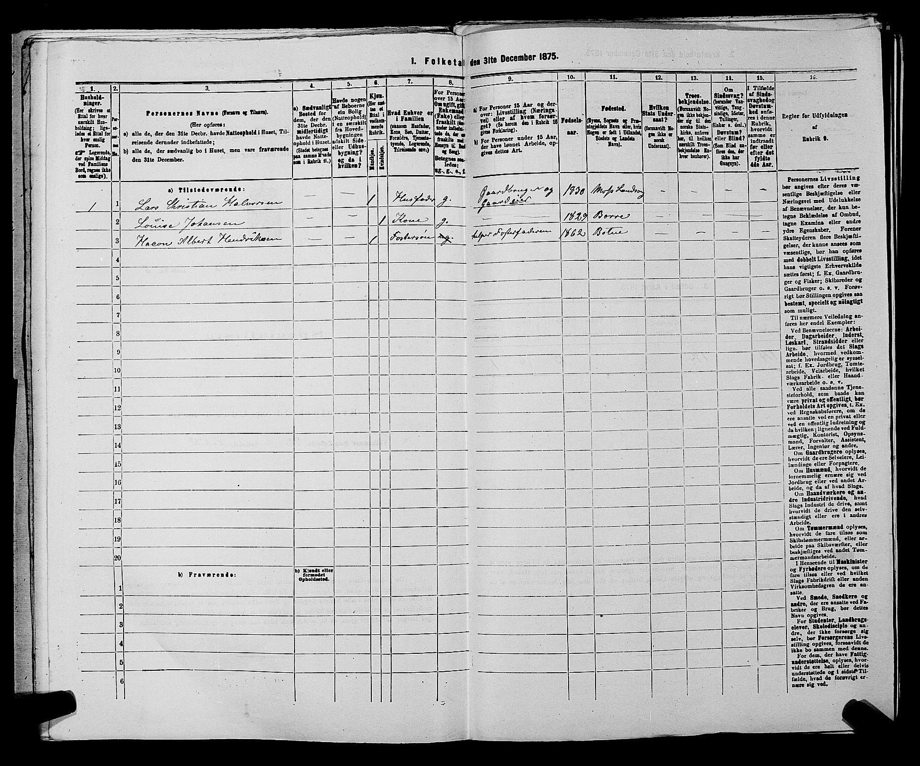 SAKO, 1875 census for 0715P Botne, 1875, p. 327