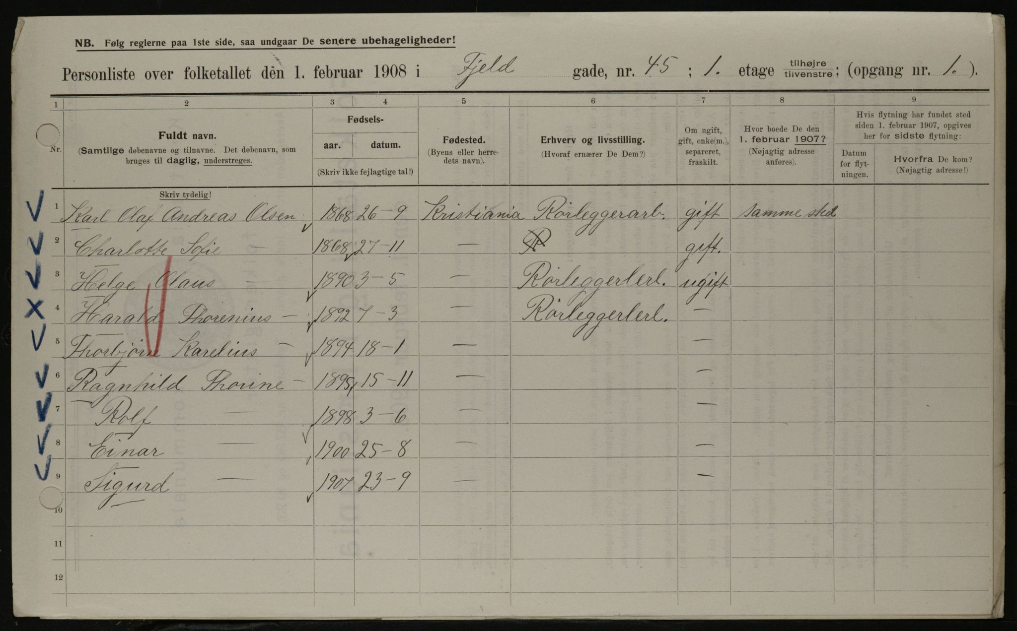 OBA, Municipal Census 1908 for Kristiania, 1908, p. 22267