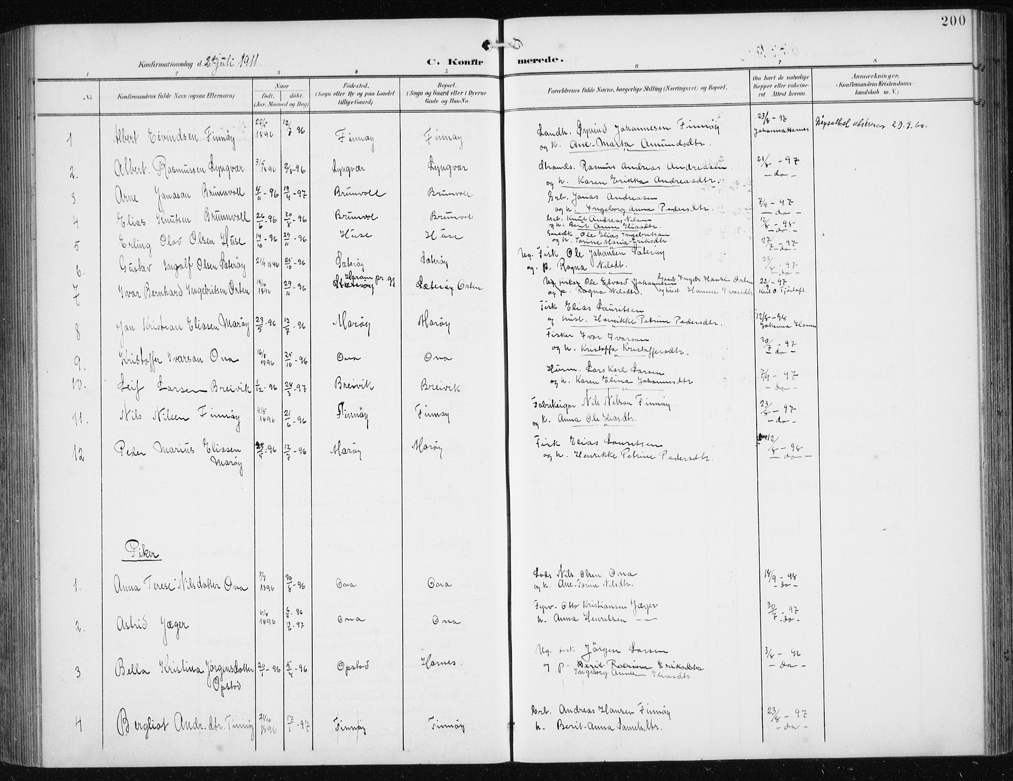 Ministerialprotokoller, klokkerbøker og fødselsregistre - Møre og Romsdal, AV/SAT-A-1454/561/L0733: Parish register (copy) no. 561C03, 1900-1940, p. 200