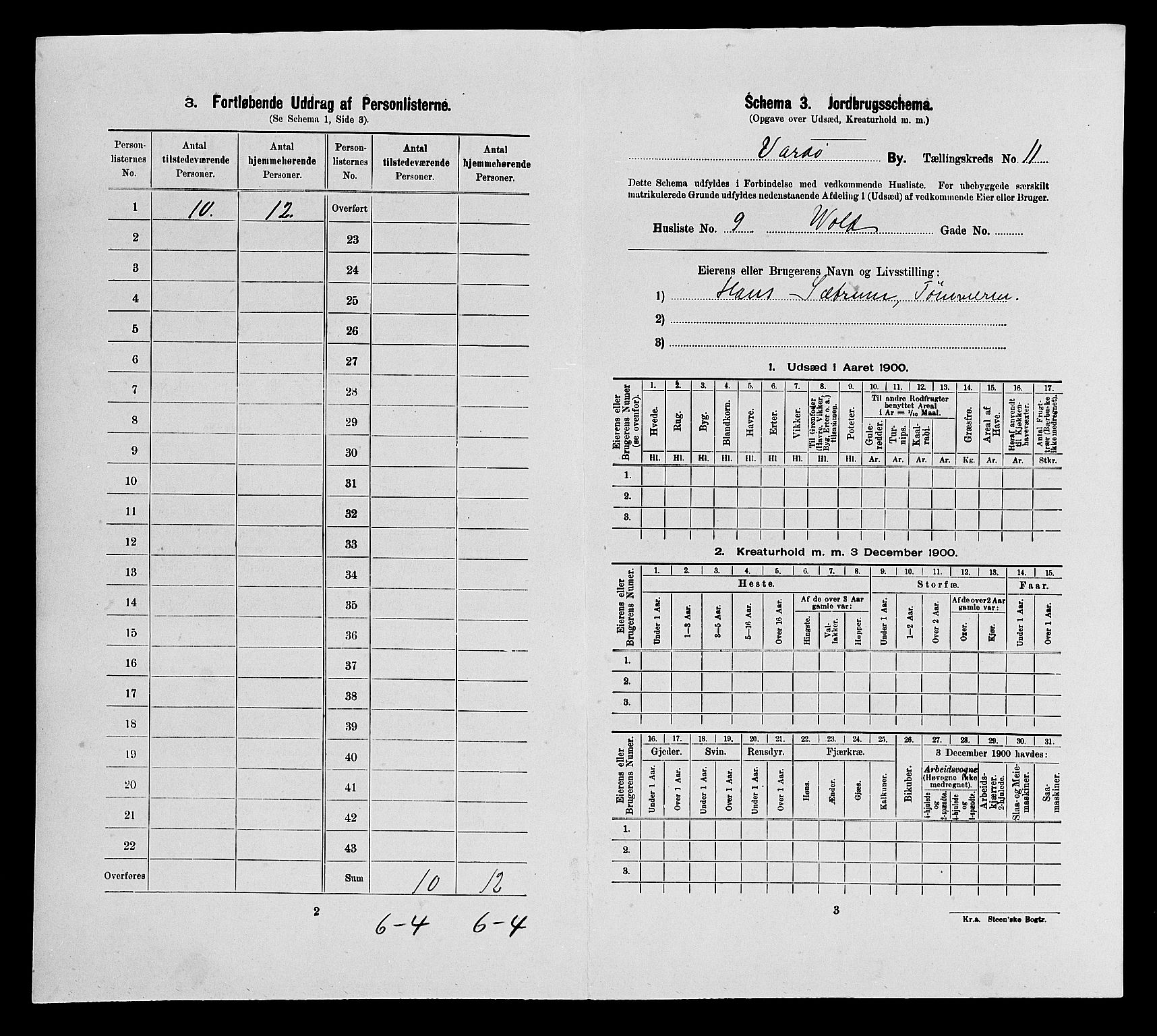 SATØ, 1900 census for Vardø, 1900, p. 166