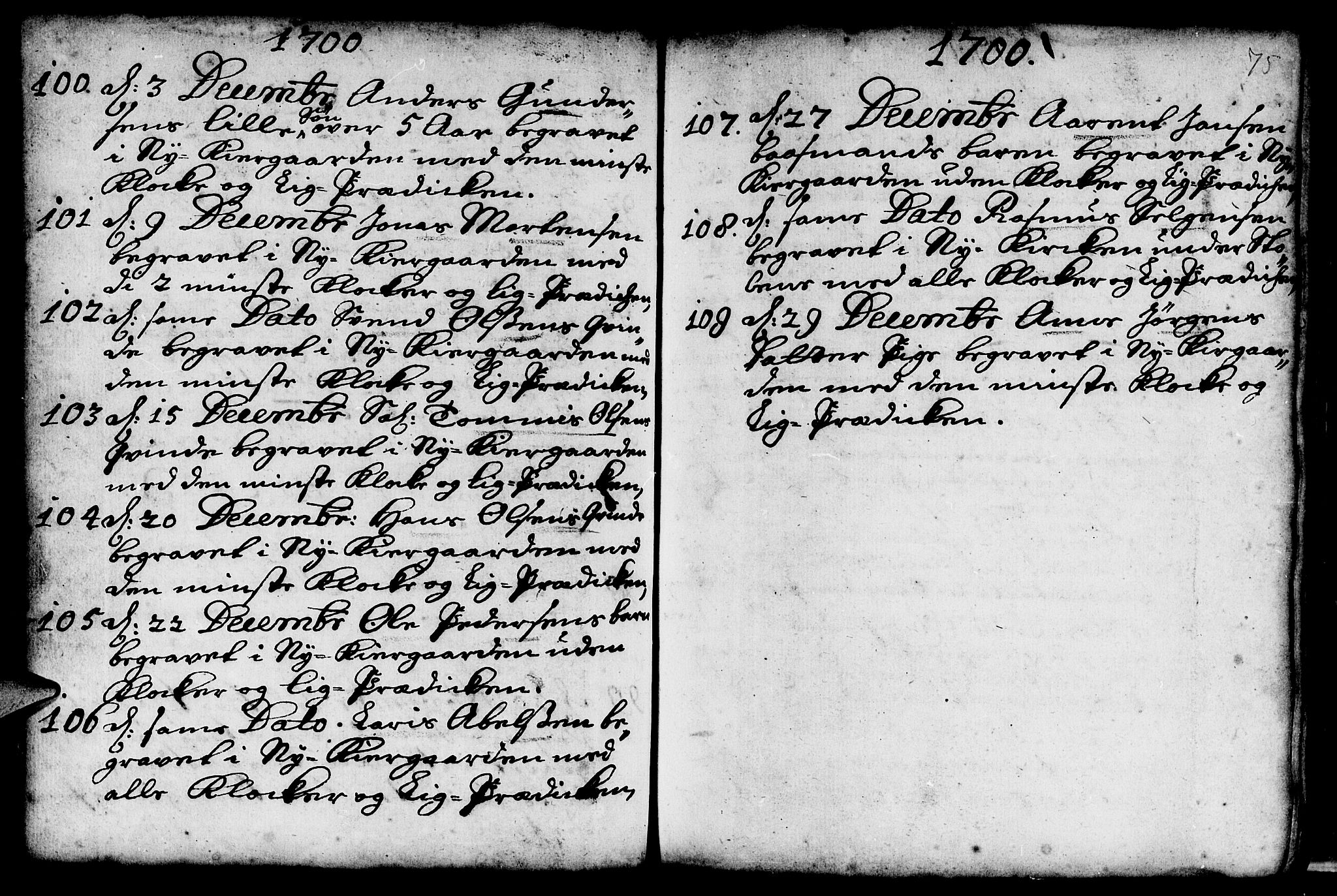 Nykirken Sokneprestembete, AV/SAB-A-77101/H/Haa/L0009: Parish register (official) no. A 9, 1689-1759, p. 75