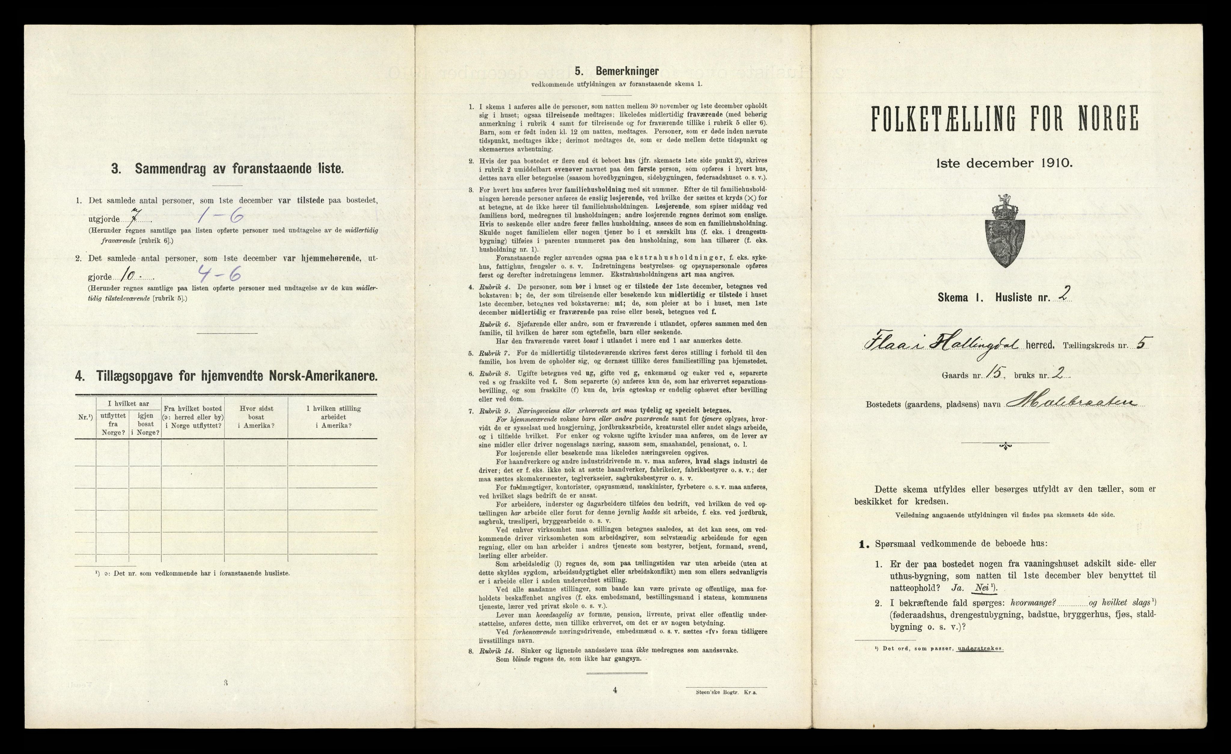 RA, 1910 census for Flå, 1910, p. 472