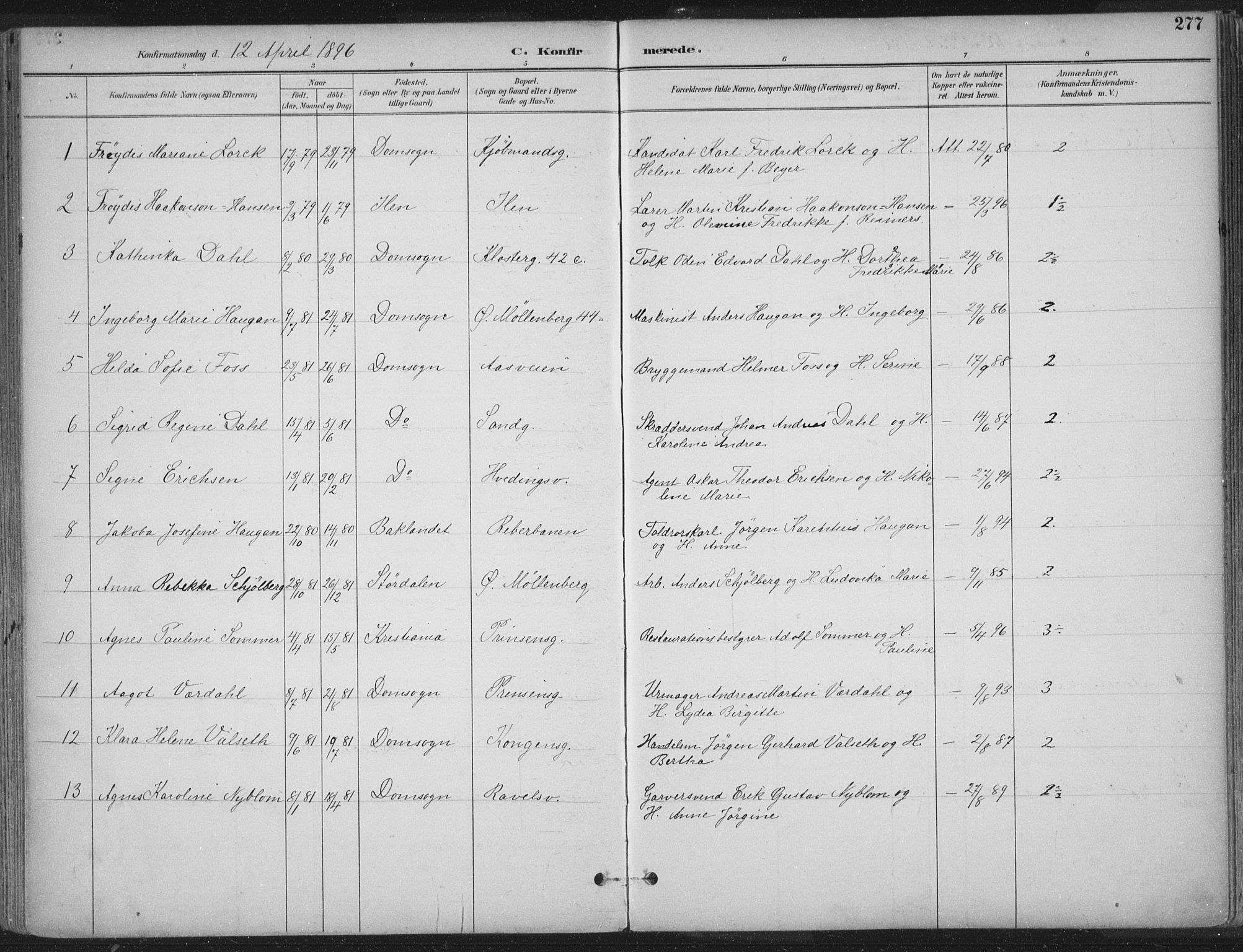 Ministerialprotokoller, klokkerbøker og fødselsregistre - Sør-Trøndelag, AV/SAT-A-1456/601/L0062: Parish register (official) no. 601A30, 1891-1911, p. 277