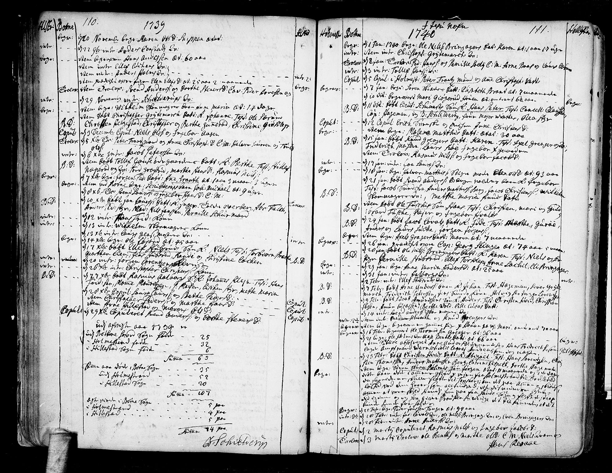 Botne kirkebøker, SAKO/A-340/F/Fa/L0001a: Parish register (official) no. I 1A, 1707-1778, p. 110-111