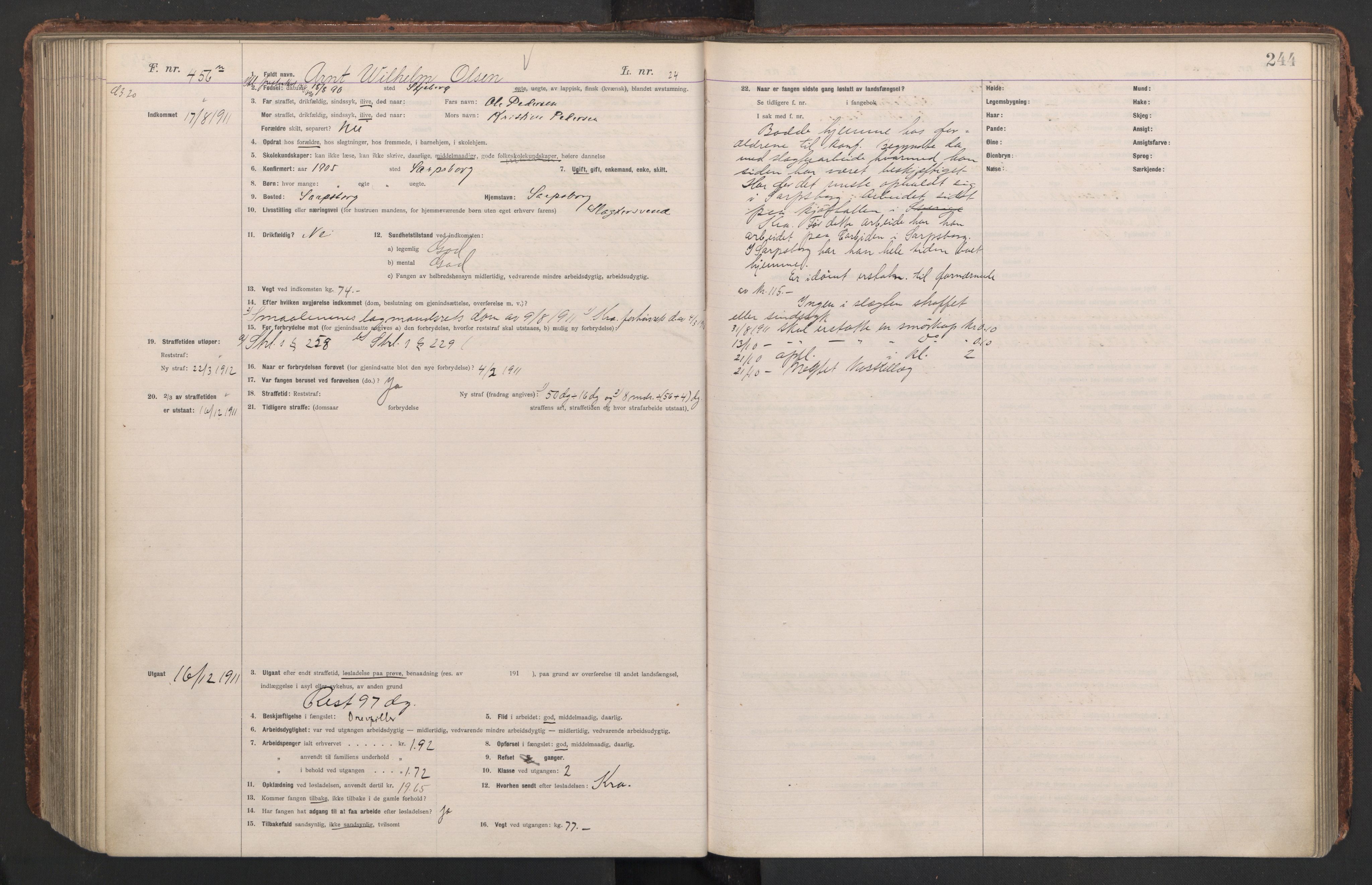 Botsfengslet, AV/RA-S-1539/D/Db/Dbb/L0044: 213n - 553n, 1910-1912, p. 244