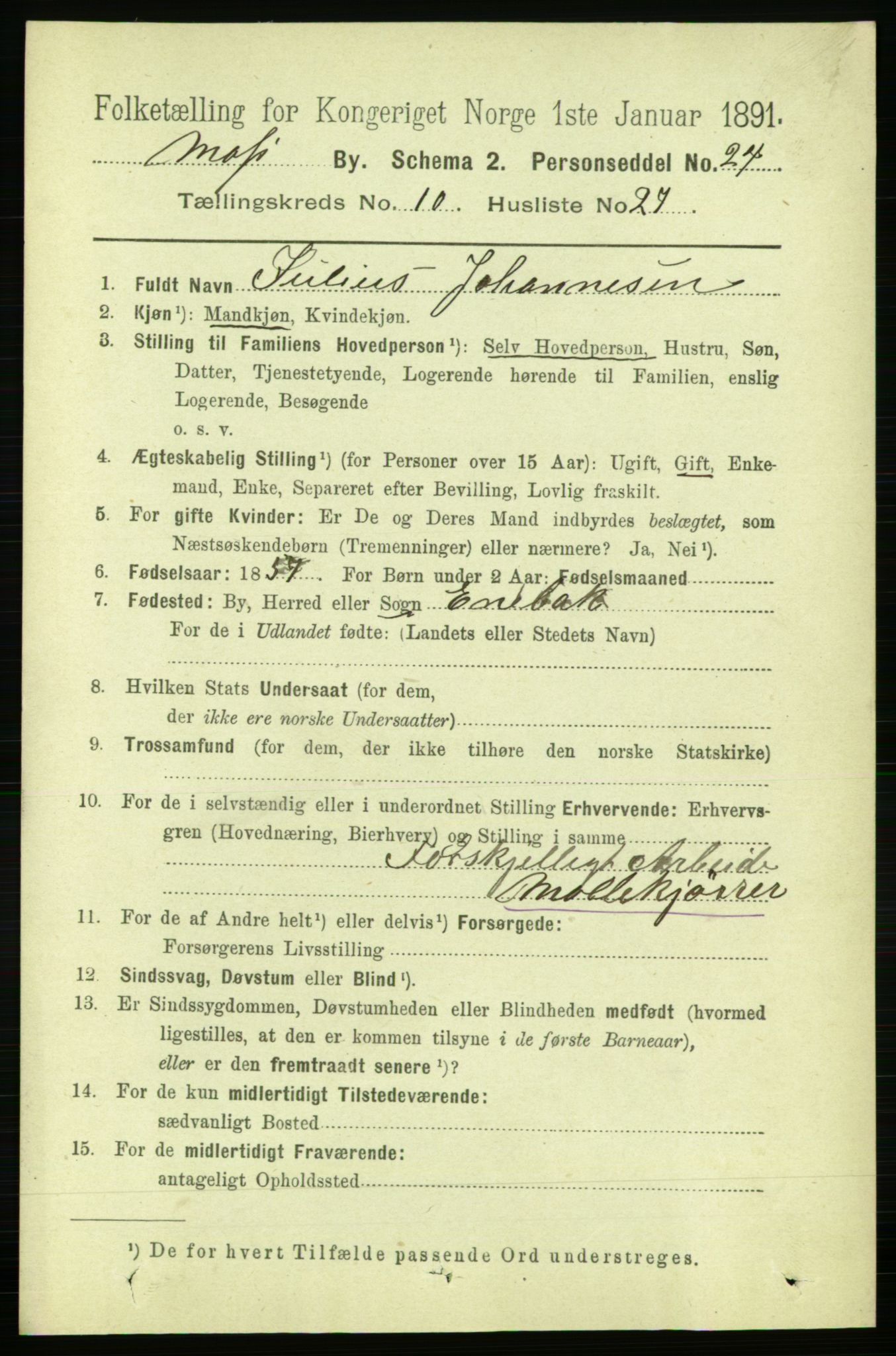 RA, 1891 census for 0104 Moss, 1891, p. 6013