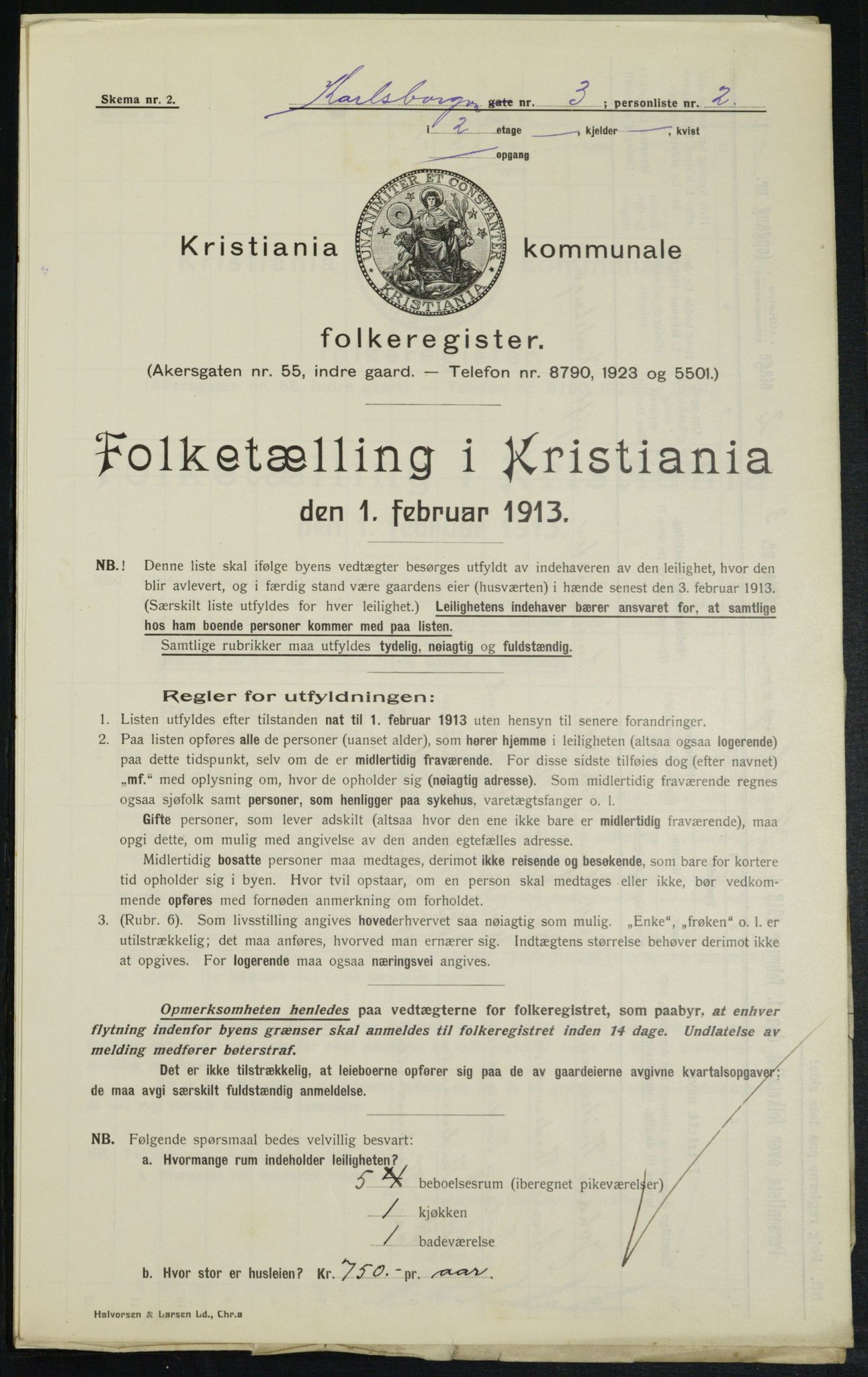 OBA, Municipal Census 1913 for Kristiania, 1913, p. 48690