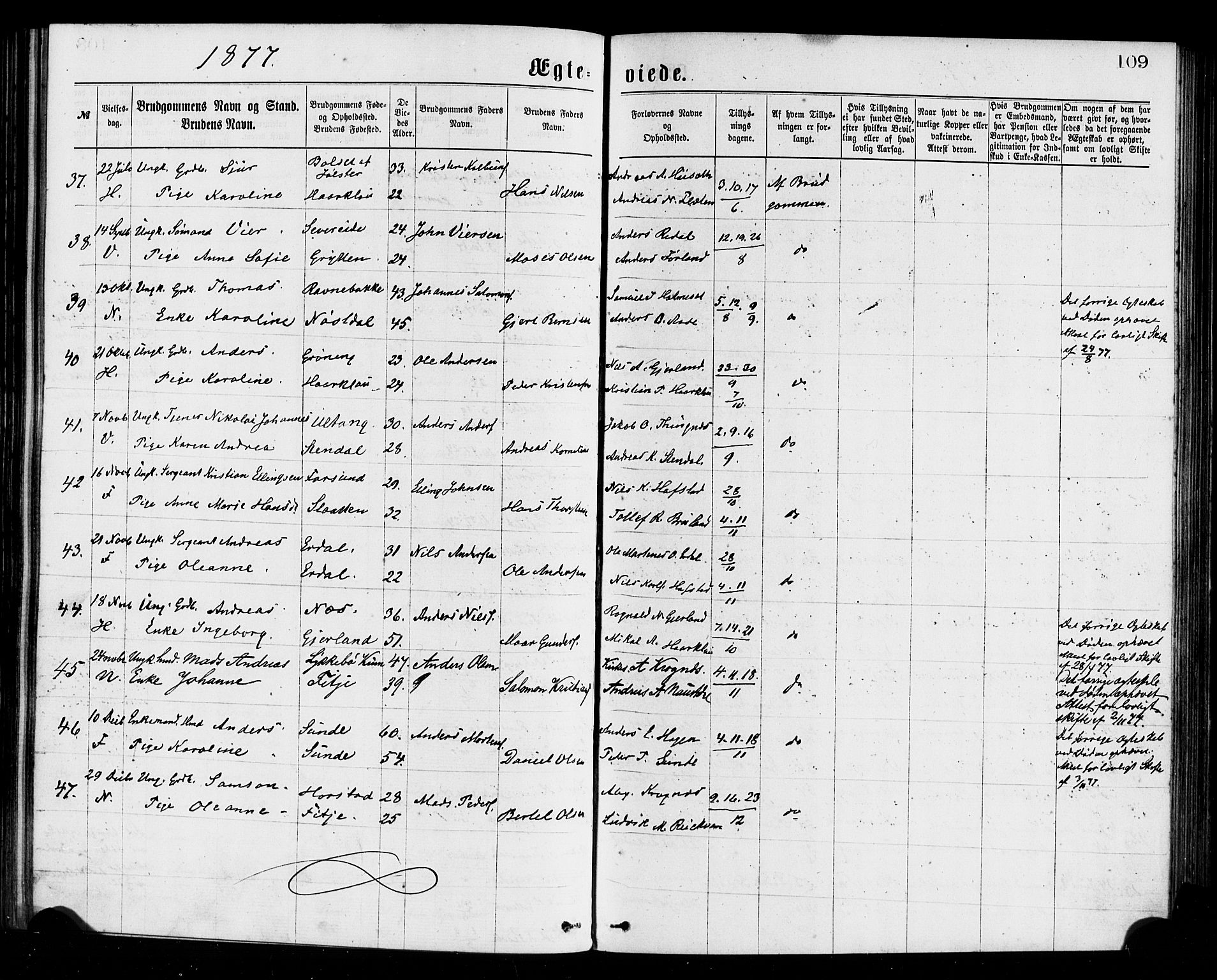 Førde sokneprestembete, SAB/A-79901/H/Haa/Haaa/L0011: Parish register (official) no. A 11, 1877-1880, p. 109