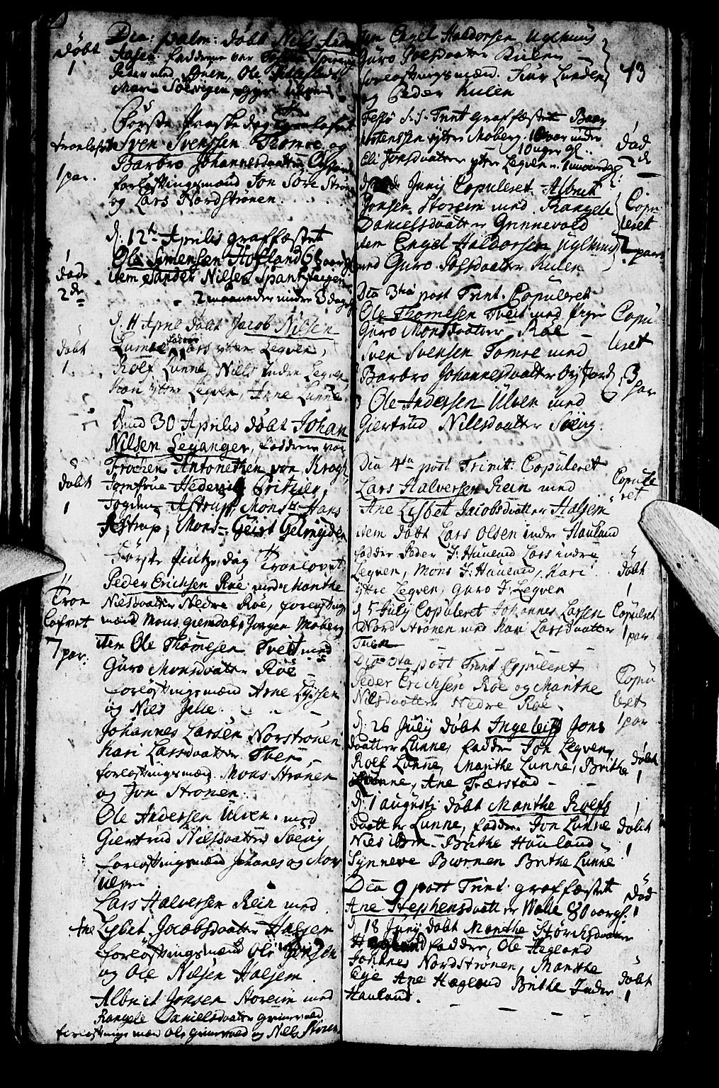 Os sokneprestembete, SAB/A-99929: Parish register (official) no. A 2, 1723-1758, p. 43
