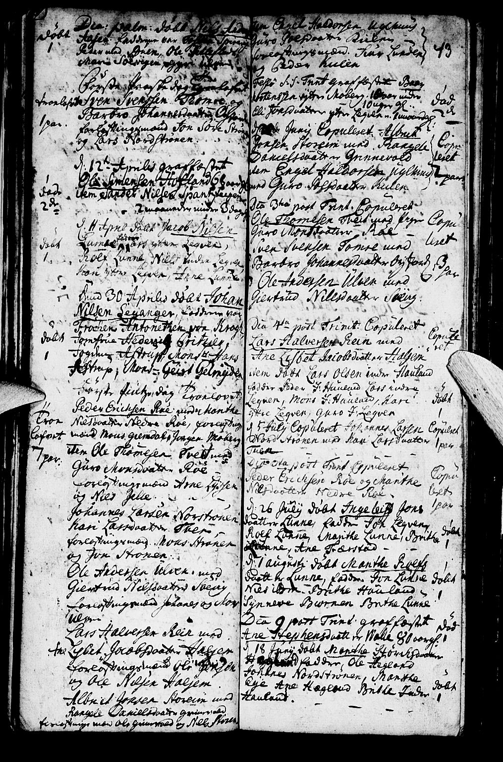 Os sokneprestembete, AV/SAB-A-99929: Parish register (official) no. A 2, 1723-1758, p. 43