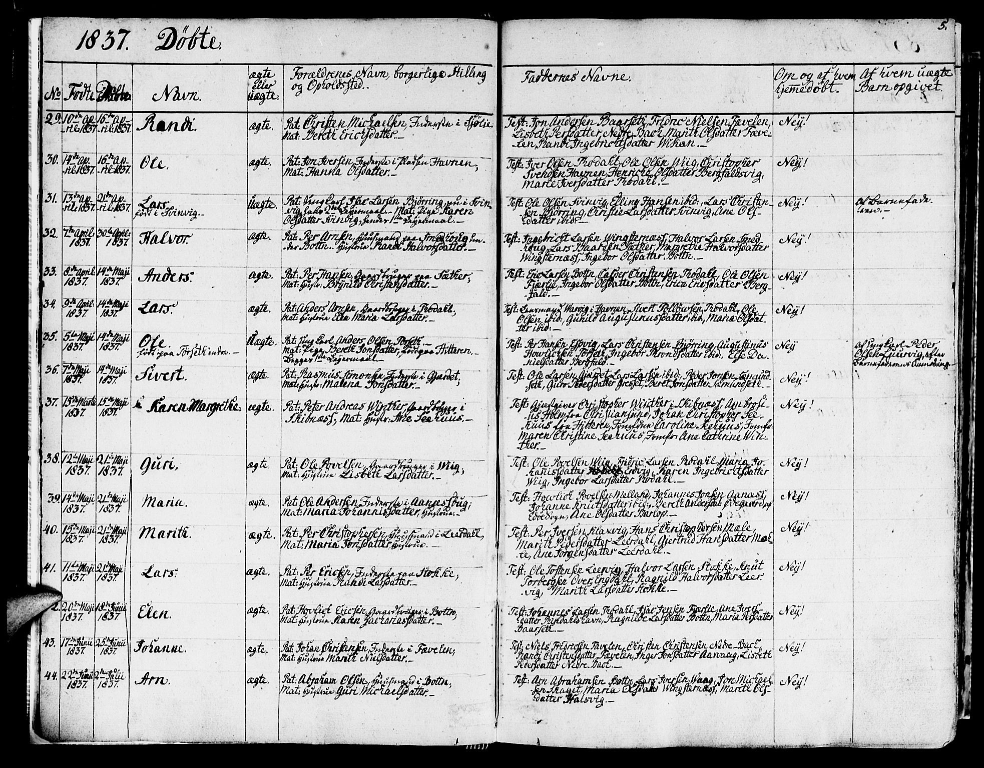 Ministerialprotokoller, klokkerbøker og fødselsregistre - Møre og Romsdal, SAT/A-1454/578/L0904: Parish register (official) no. 578A03, 1836-1858, p. 5