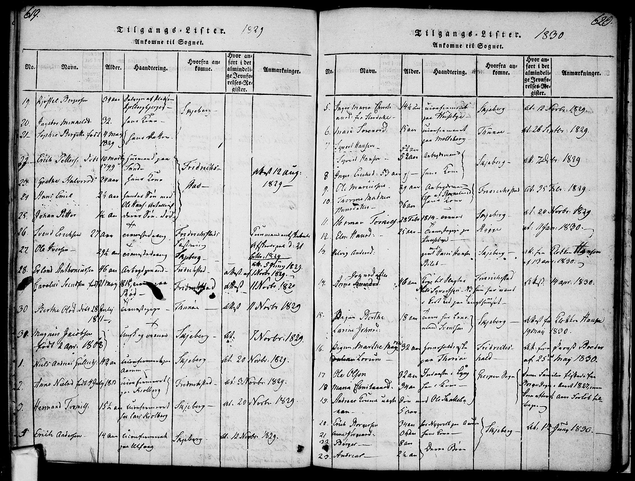 Borge prestekontor Kirkebøker, AV/SAO-A-10903/F/Fa/L0003: Parish register (official) no. I 3, 1815-1836, p. 619-620