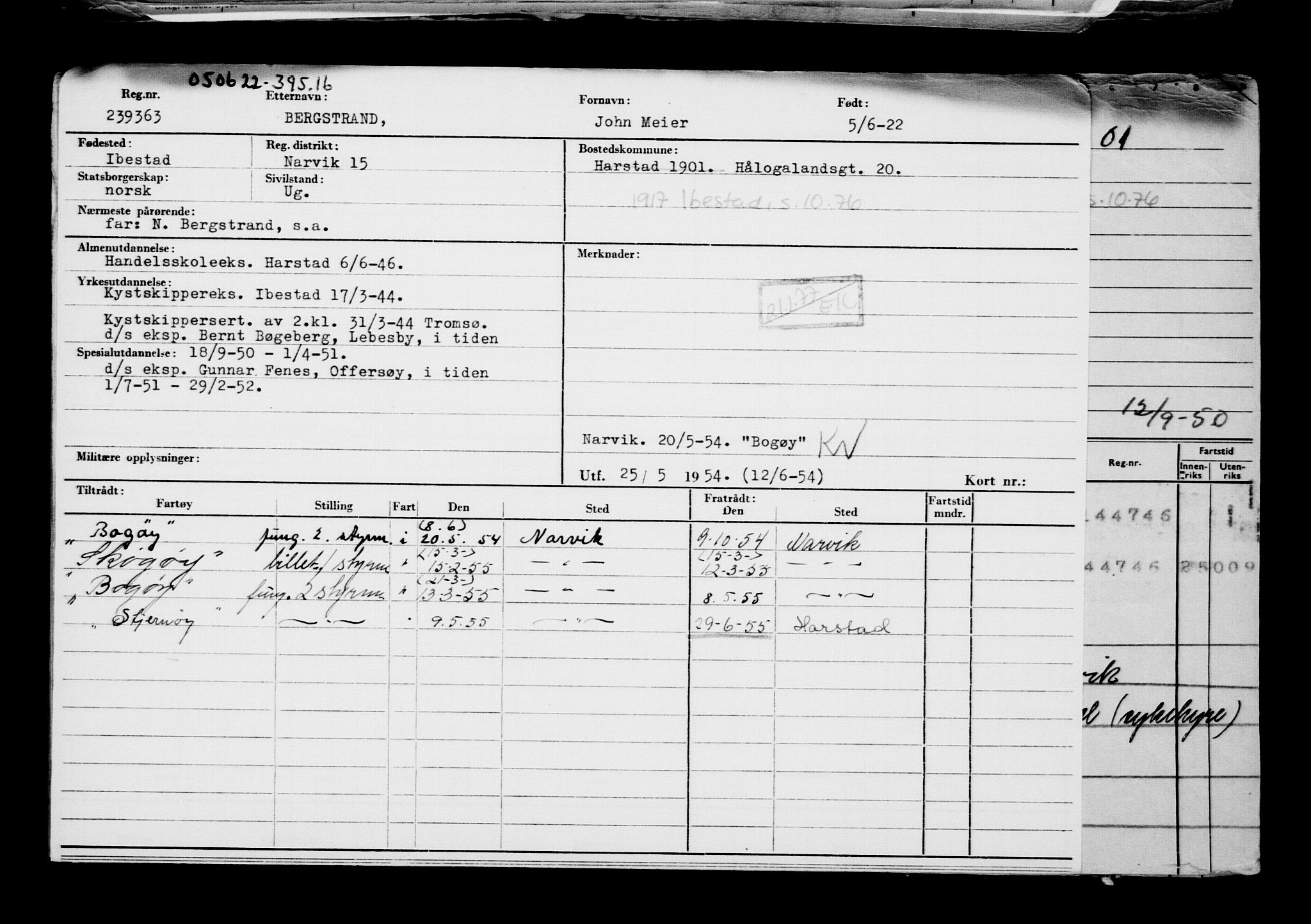 Direktoratet for sjømenn, AV/RA-S-3545/G/Gb/L0207: Hovedkort, 1922, p. 254