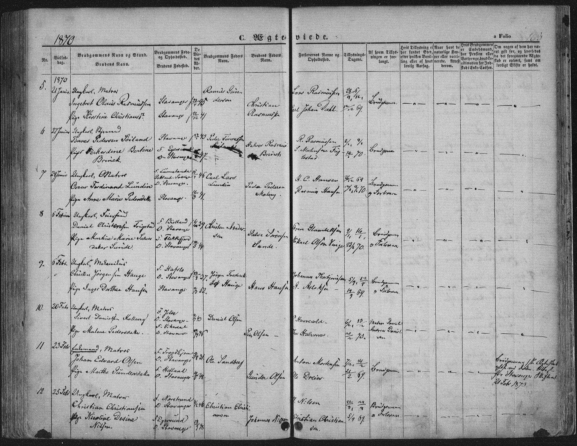 Domkirken sokneprestkontor, AV/SAST-A-101812/001/30/30BA/L0019: Parish register (official) no. A 18, 1857-1877, p. 103