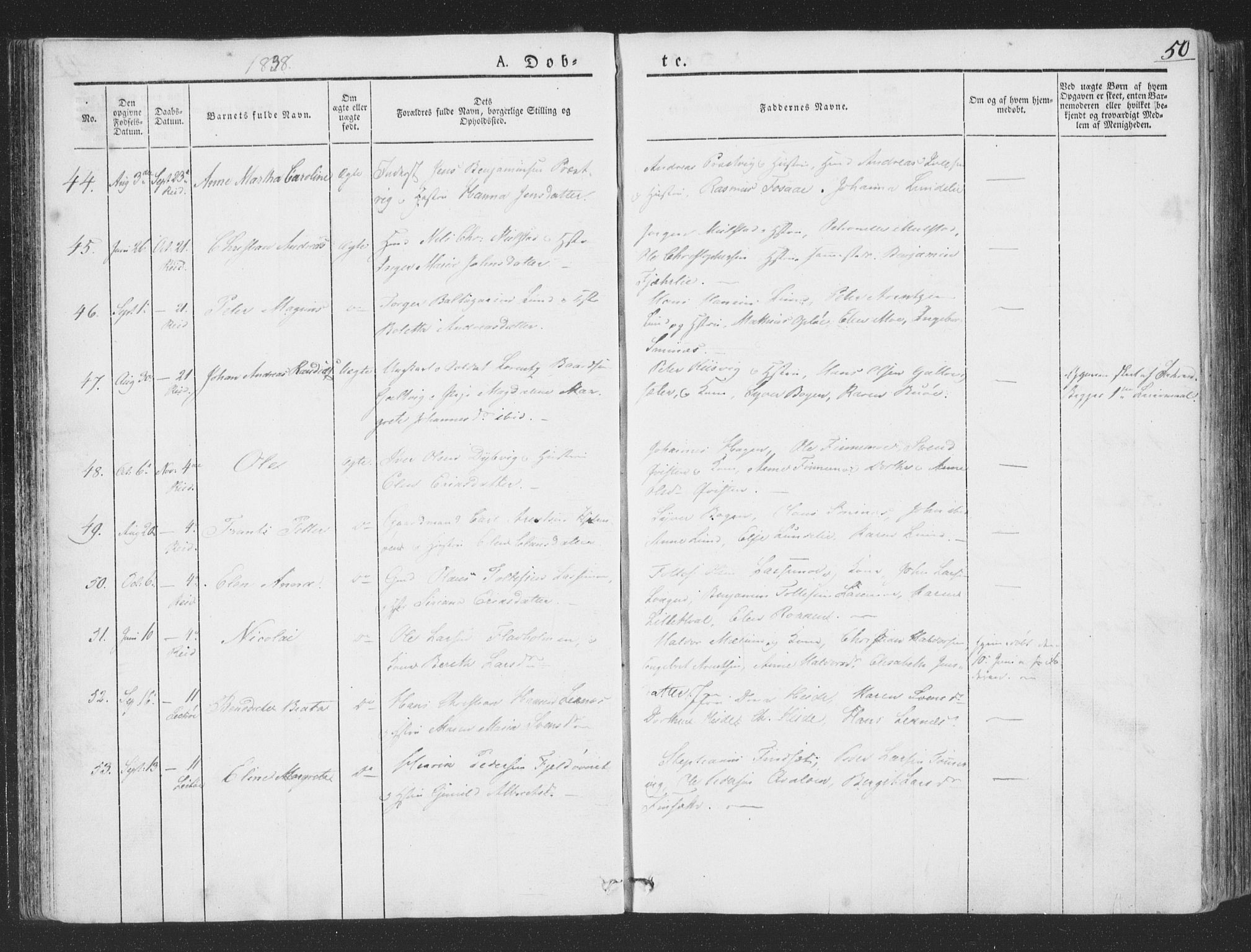 Ministerialprotokoller, klokkerbøker og fødselsregistre - Nord-Trøndelag, AV/SAT-A-1458/780/L0639: Parish register (official) no. 780A04, 1830-1844, p. 50