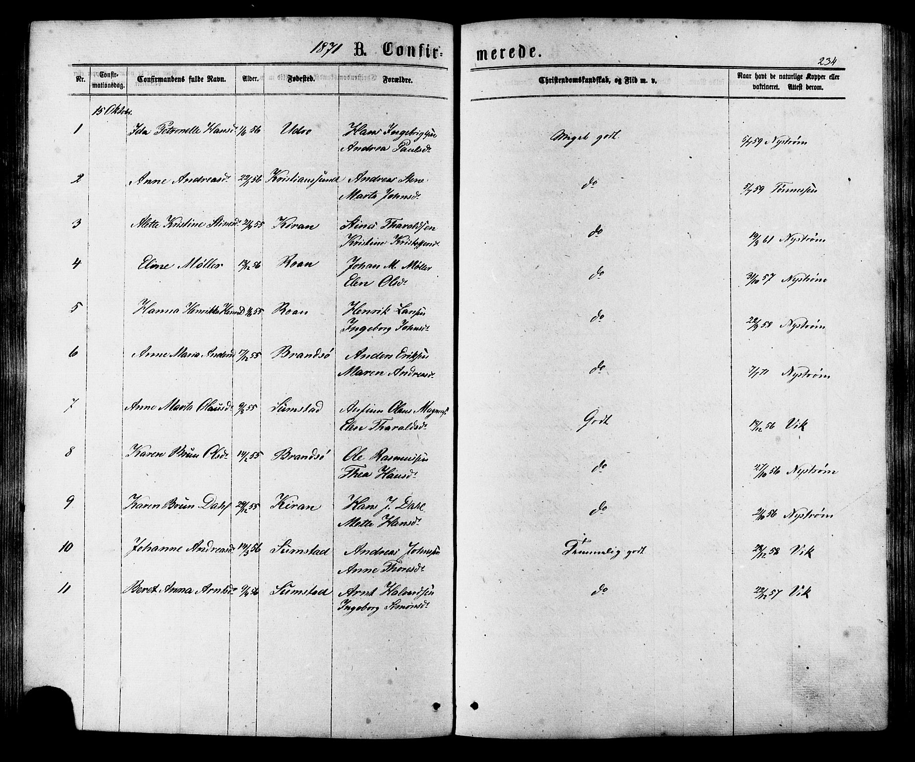 Ministerialprotokoller, klokkerbøker og fødselsregistre - Sør-Trøndelag, AV/SAT-A-1456/657/L0706: Parish register (official) no. 657A07, 1867-1878, p. 234