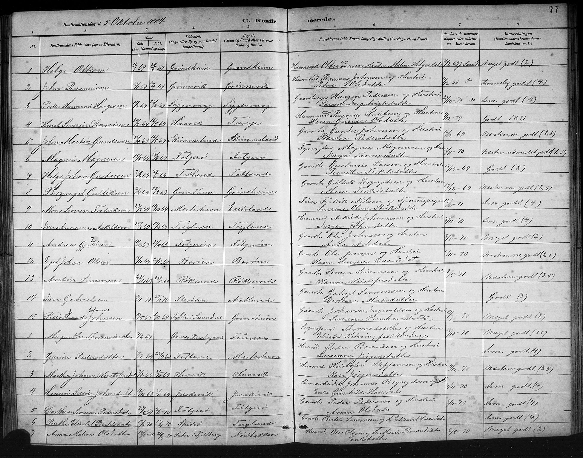Finnås sokneprestembete, SAB/A-99925/H/Ha/Hab/Haba/L0003: Parish register (copy) no. A 3, 1883-1900, p. 77