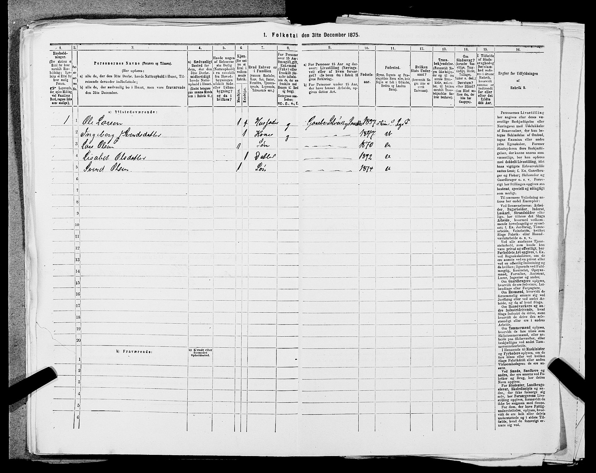 SAST, 1875 census for 1121P Lye, 1875, p. 706