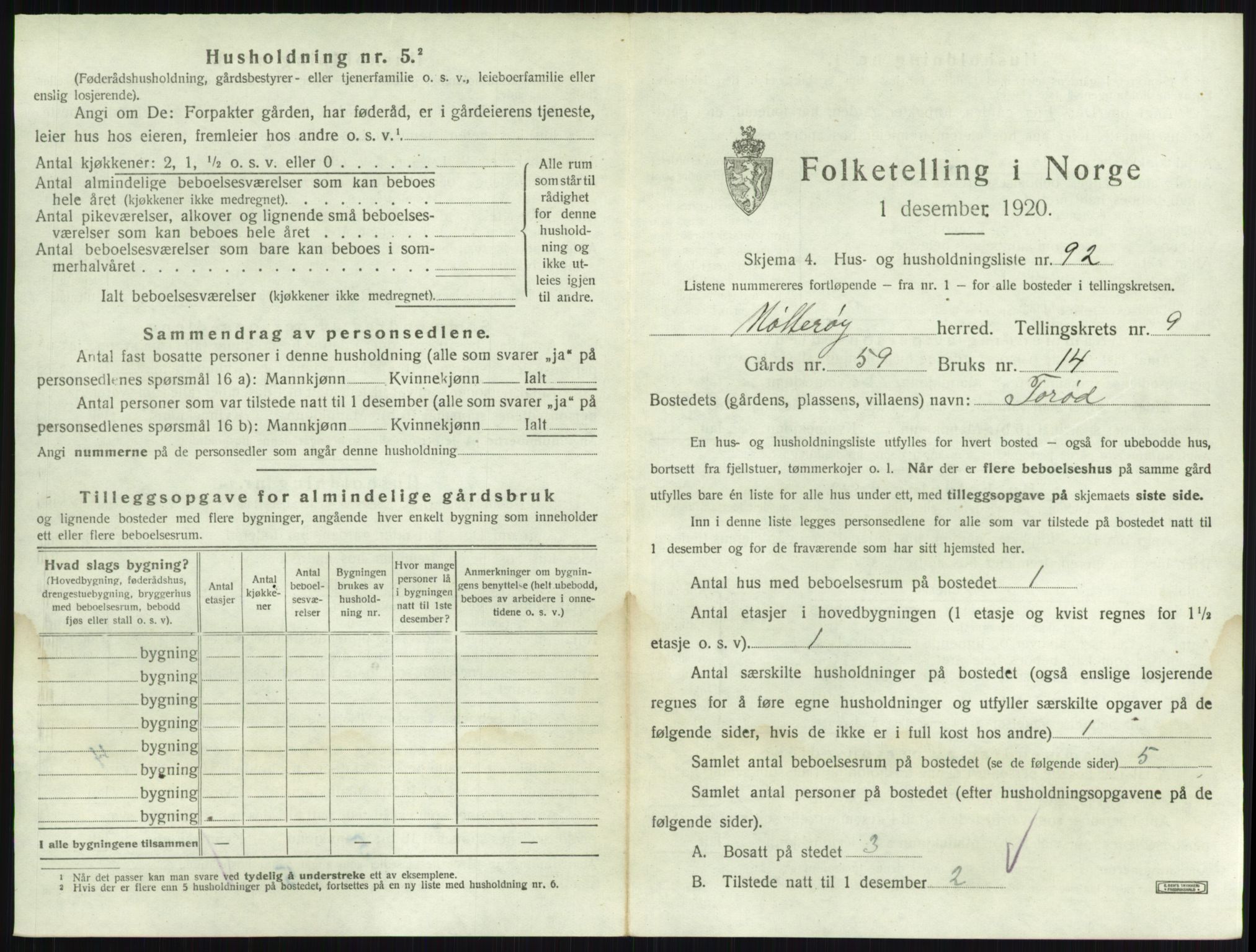 SAKO, 1920 census for Nøtterøy, 1920, p. 1920