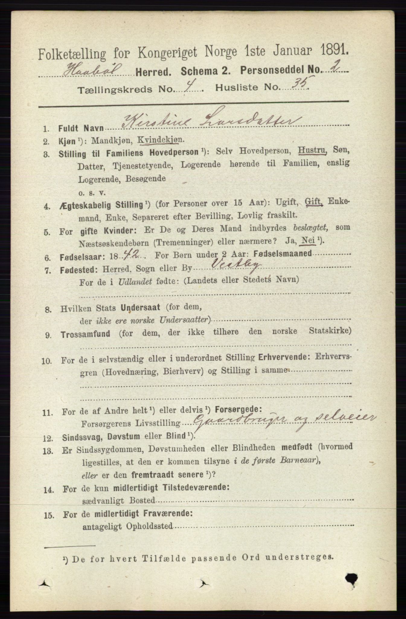 RA, 1891 census for 0138 Hobøl, 1891, p. 2616