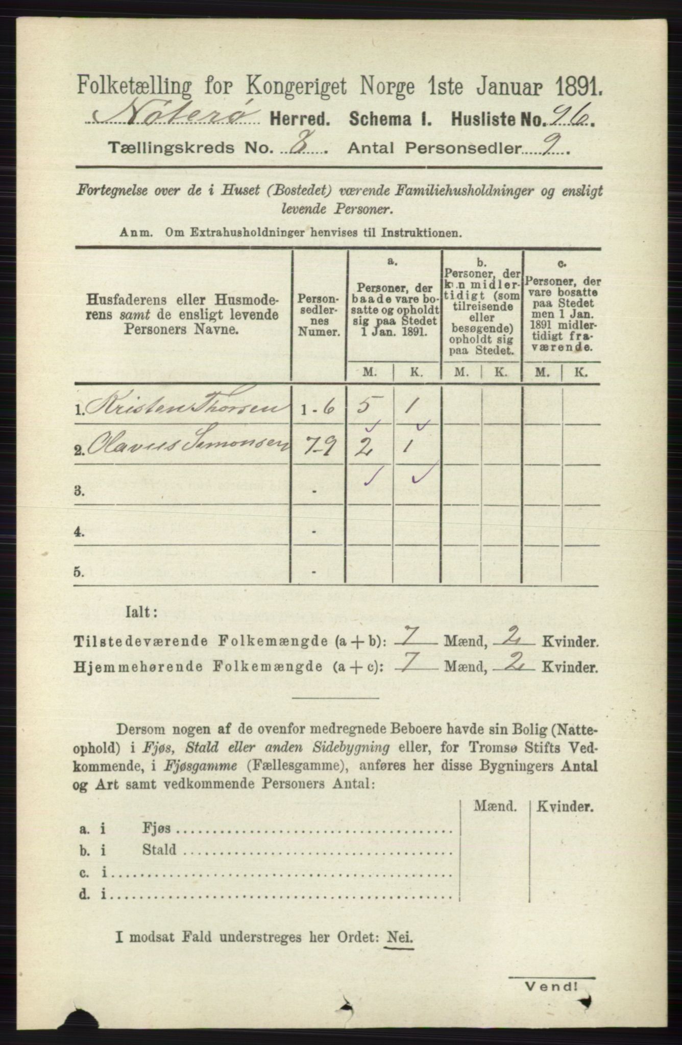 RA, 1891 census for 0722 Nøtterøy, 1891, p. 3846