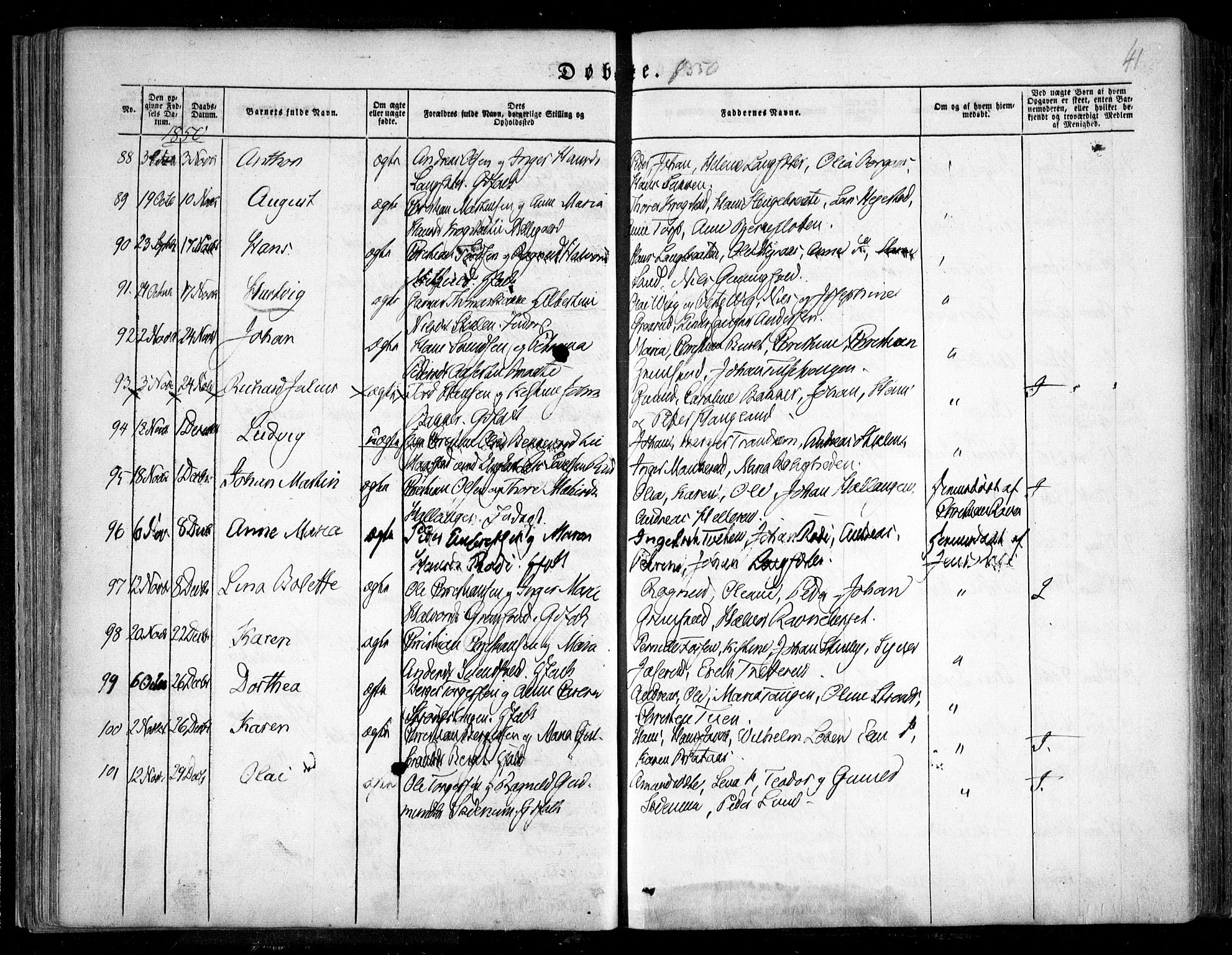 Trøgstad prestekontor Kirkebøker, AV/SAO-A-10925/F/Fa/L0007: Parish register (official) no. I 7, 1845-1854, p. 41