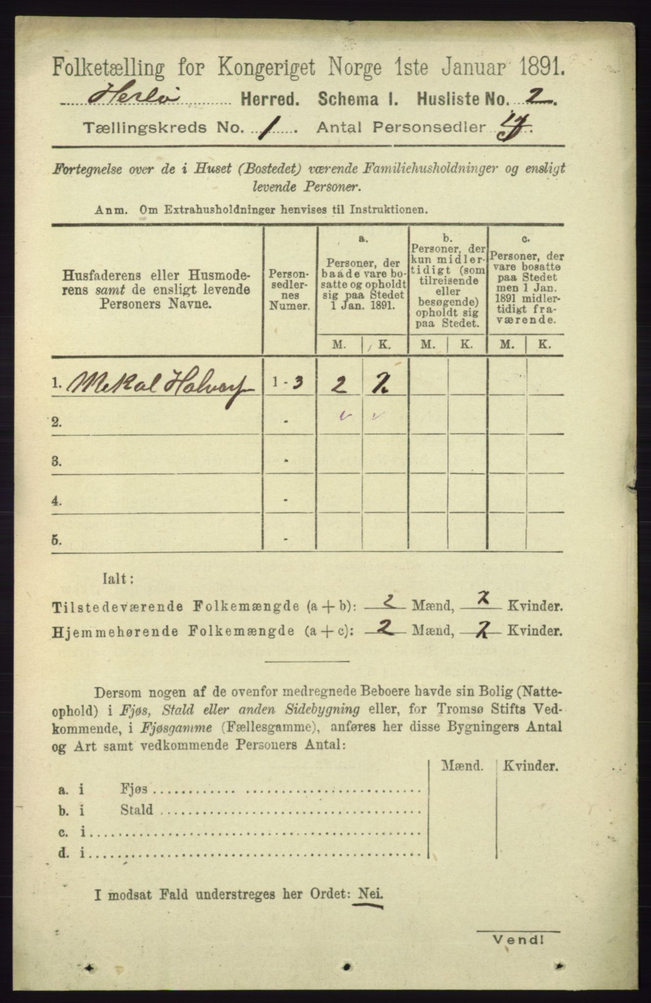 RA, 1891 census for 1258 Herdla, 1891, p. 24