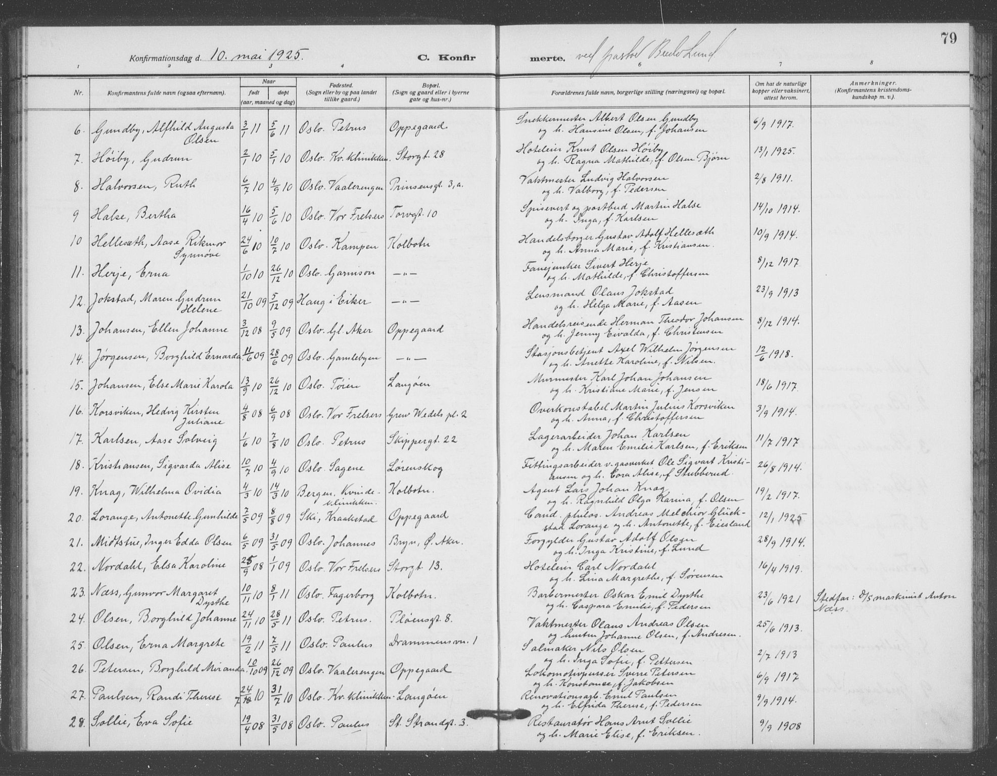 Oslo domkirke Kirkebøker, AV/SAO-A-10752/F/Fa/L0031: Parish register (official) no. 31, 1918-1941, p. 79