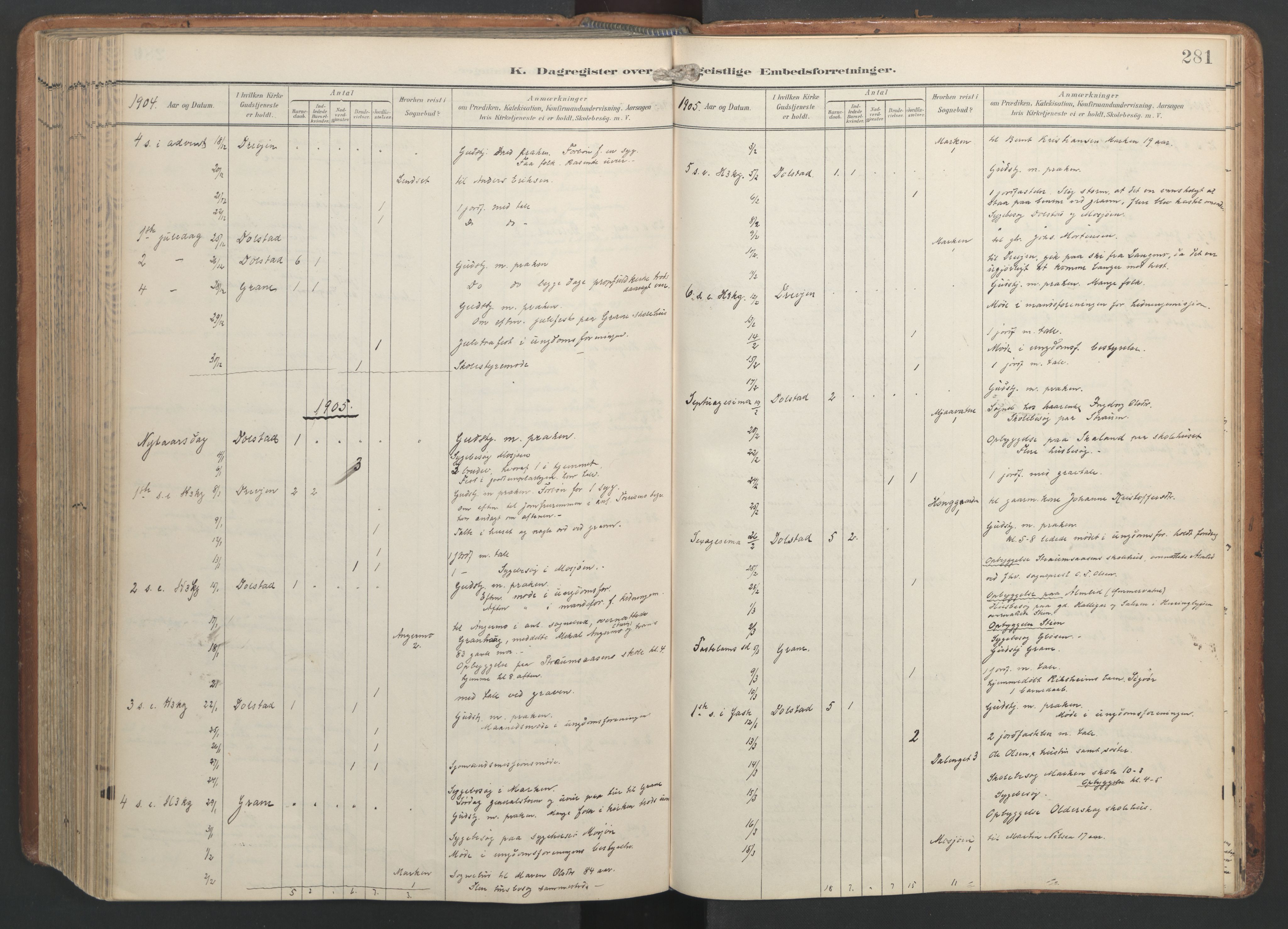 Ministerialprotokoller, klokkerbøker og fødselsregistre - Nordland, AV/SAT-A-1459/820/L0298: Parish register (official) no. 820A19, 1897-1915, p. 281