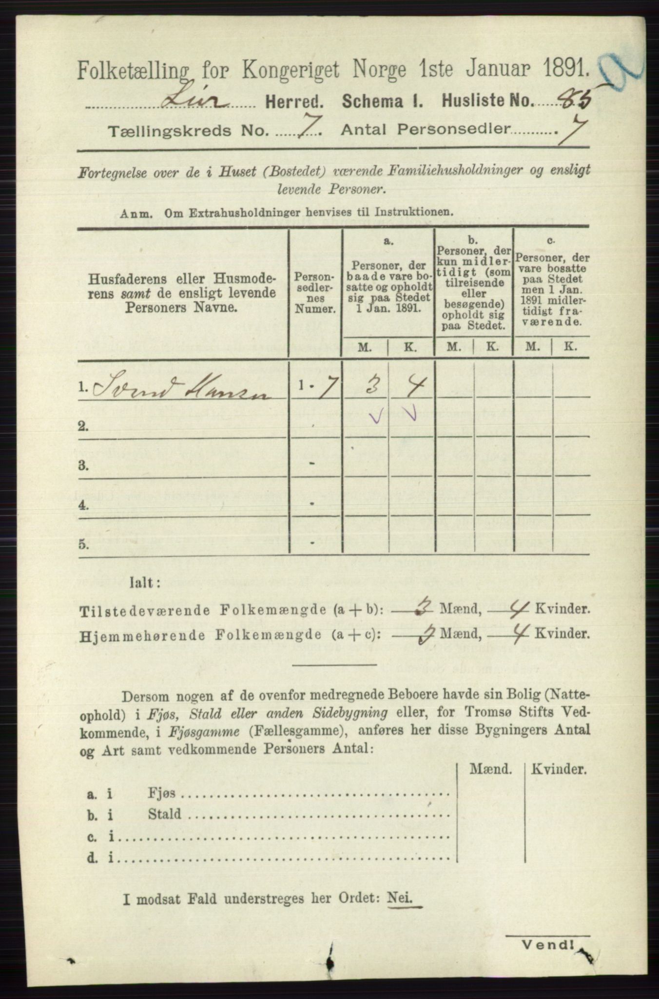 RA, 1891 census for 0626 Lier, 1891, p. 4521