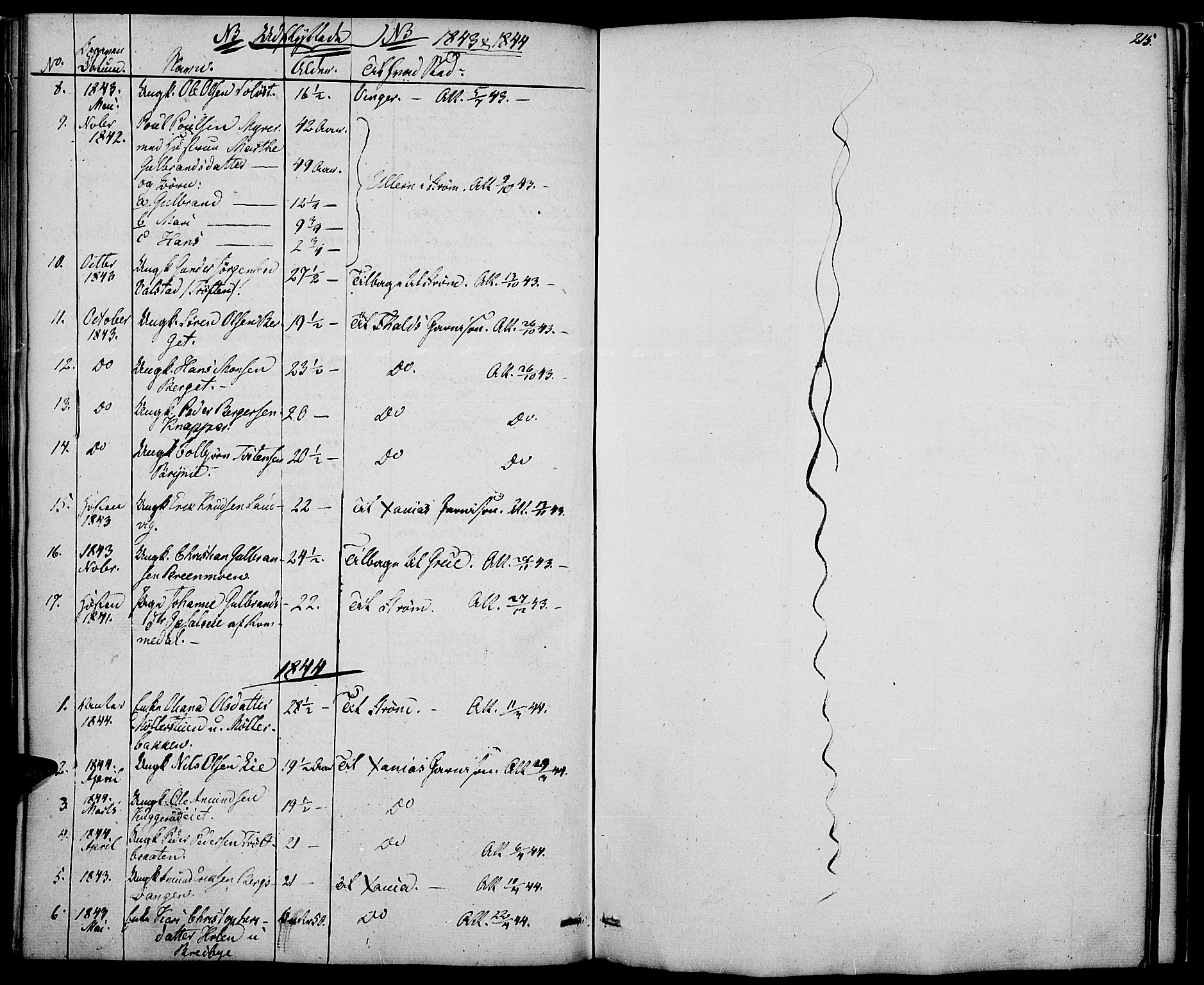 Nord-Odal prestekontor, SAH/PREST-032/H/Ha/Haa/L0002: Parish register (official) no. 2, 1839-1850, p. 215