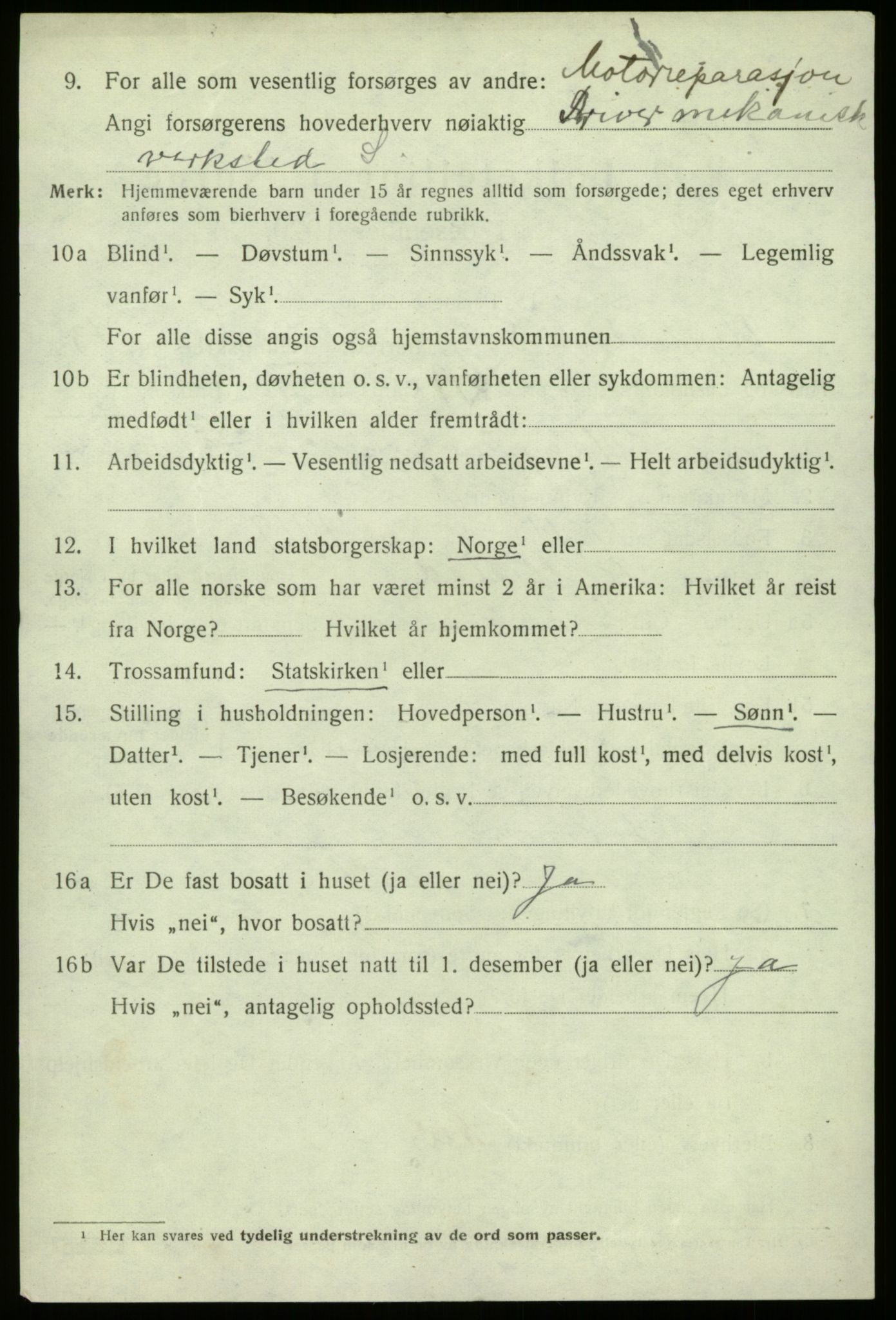 SAB, 1920 census for Hyllestad, 1920, p. 5091