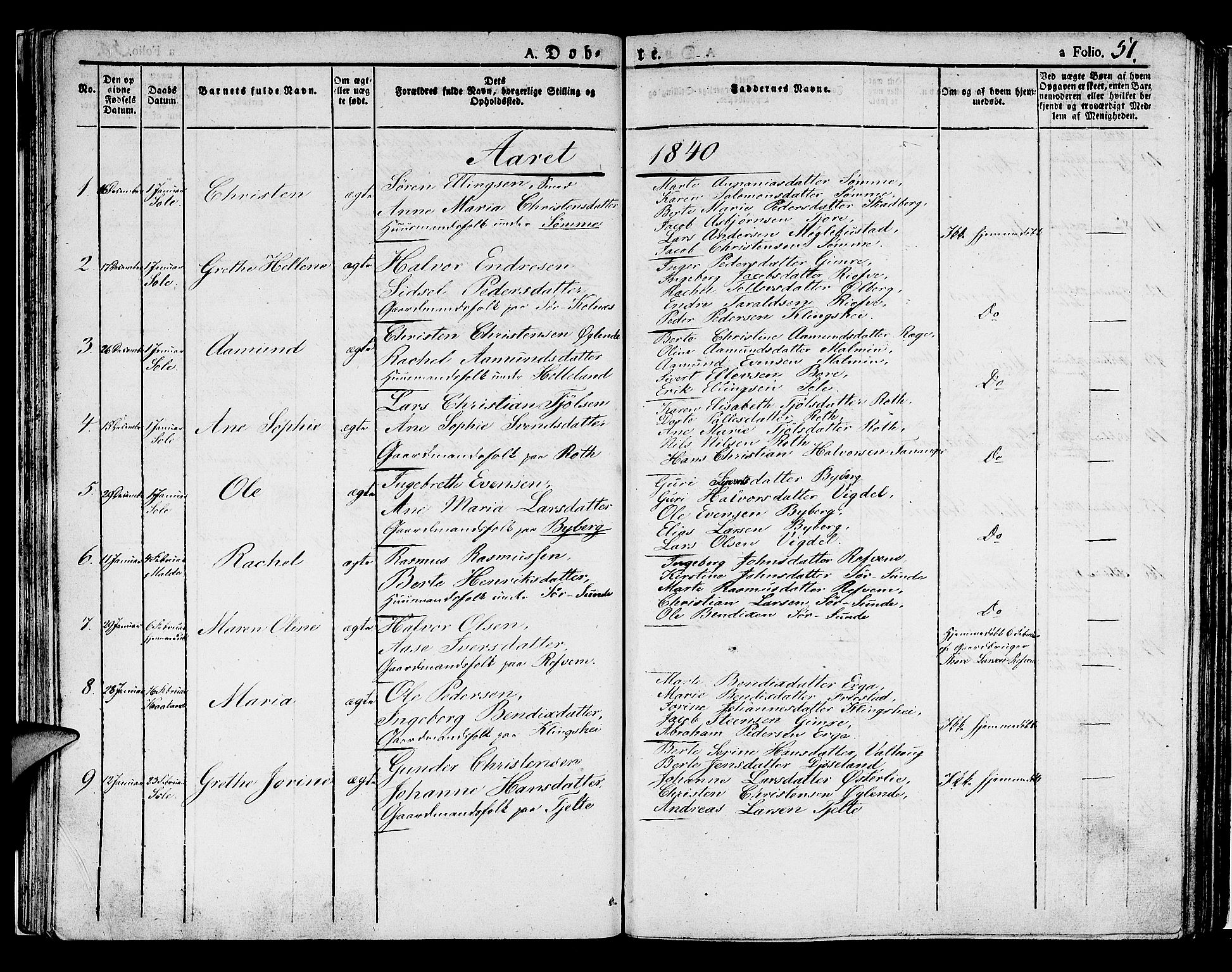 Håland sokneprestkontor, SAST/A-101802/001/30BA/L0005: Parish register (official) no. A 5, 1829-1841, p. 51