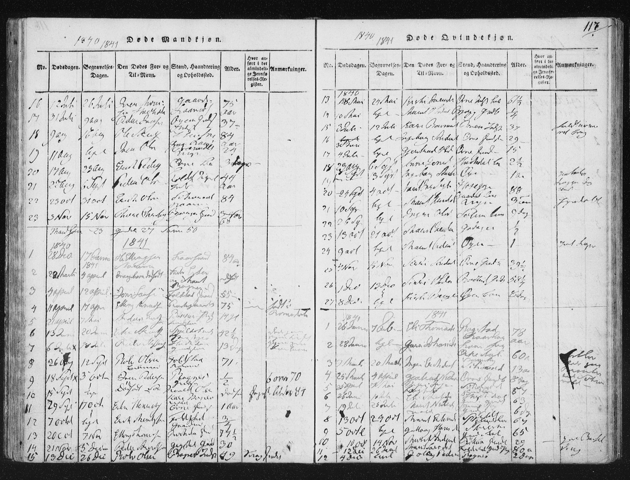 Ministerialprotokoller, klokkerbøker og fødselsregistre - Sør-Trøndelag, SAT/A-1456/687/L0996: Parish register (official) no. 687A04, 1816-1842, p. 117