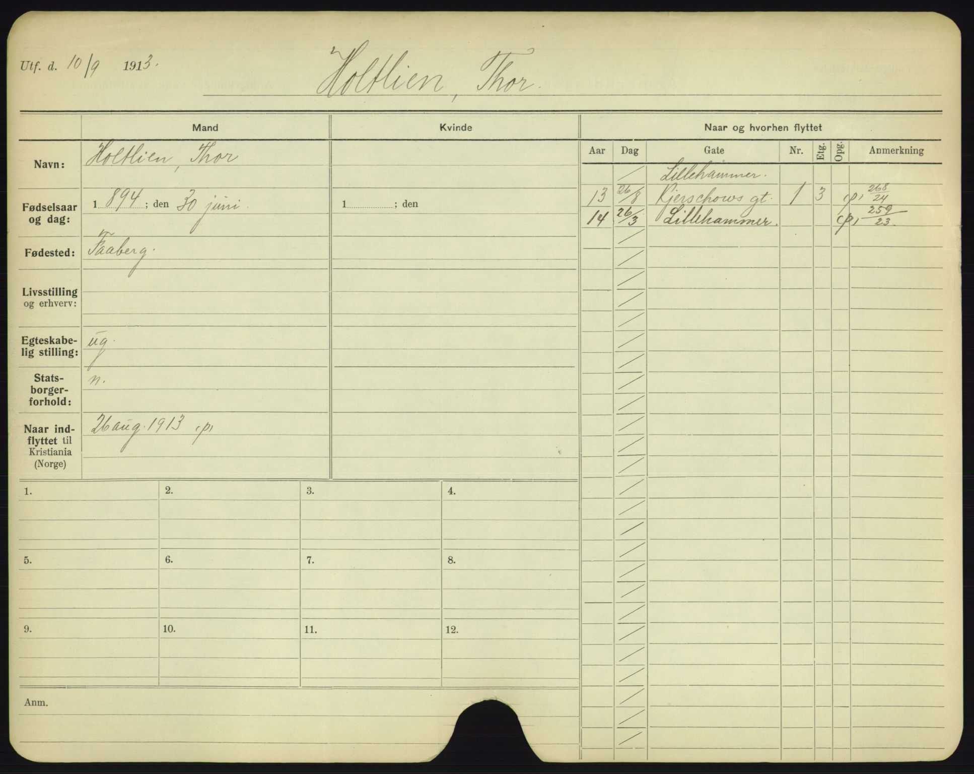 Oslo folkeregister, Registerkort, AV/SAO-A-11715/F/Fa/Fac/L0004: Menn, 1906-1914, p. 975a