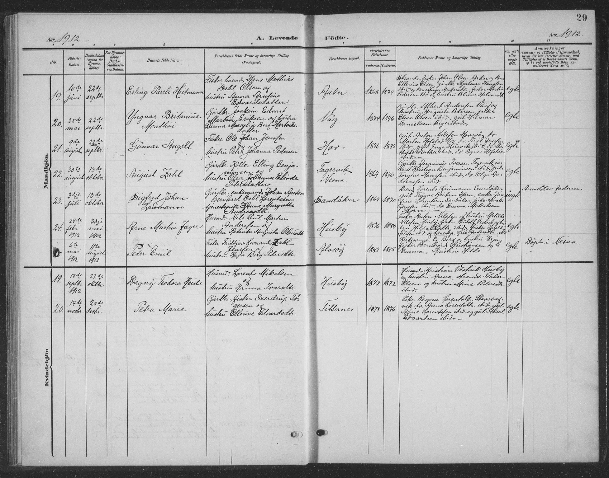 Ministerialprotokoller, klokkerbøker og fødselsregistre - Nordland, SAT/A-1459/835/L0533: Parish register (copy) no. 835C05, 1906-1939, p. 29