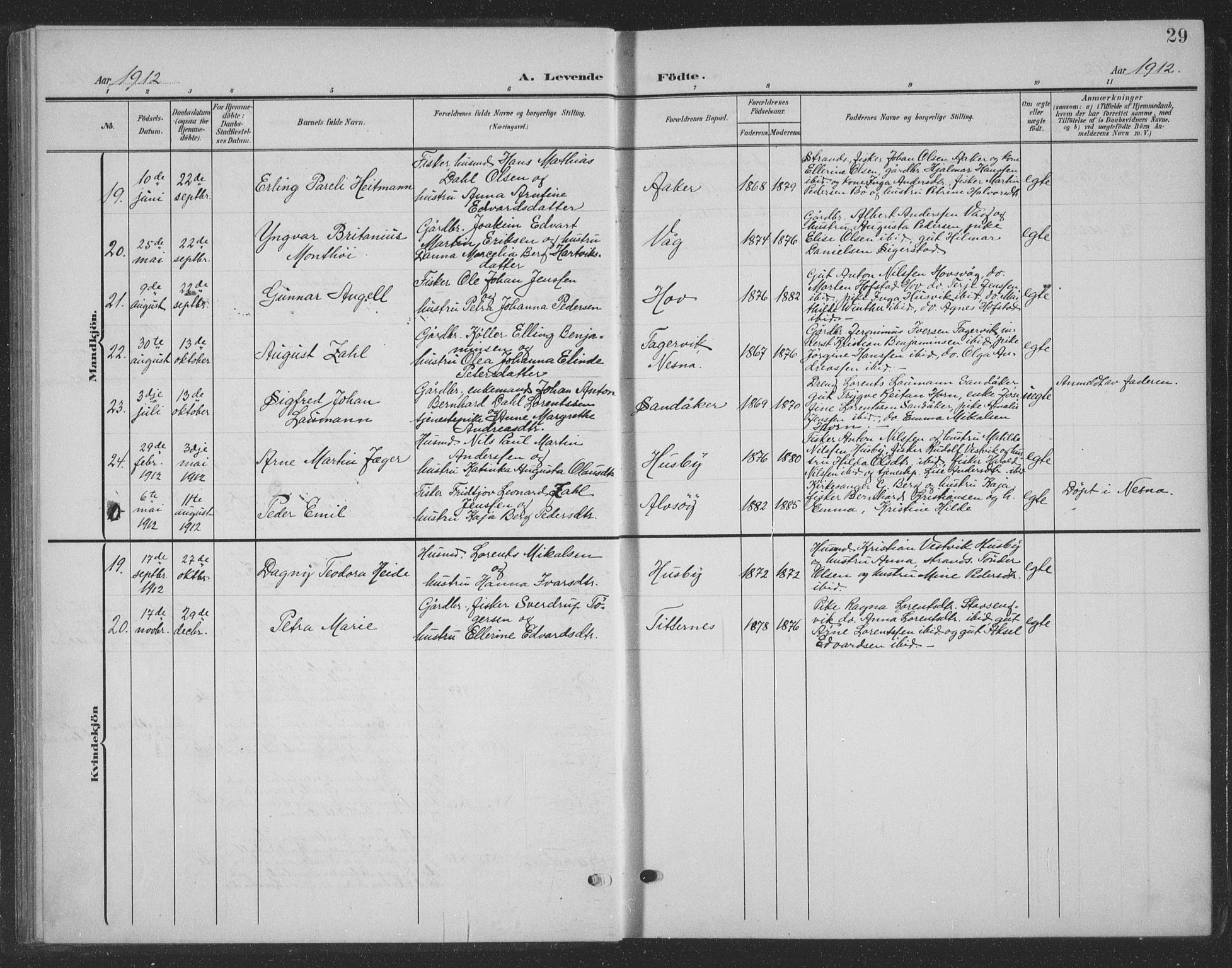 Ministerialprotokoller, klokkerbøker og fødselsregistre - Nordland, AV/SAT-A-1459/835/L0533: Parish register (copy) no. 835C05, 1906-1939, p. 29